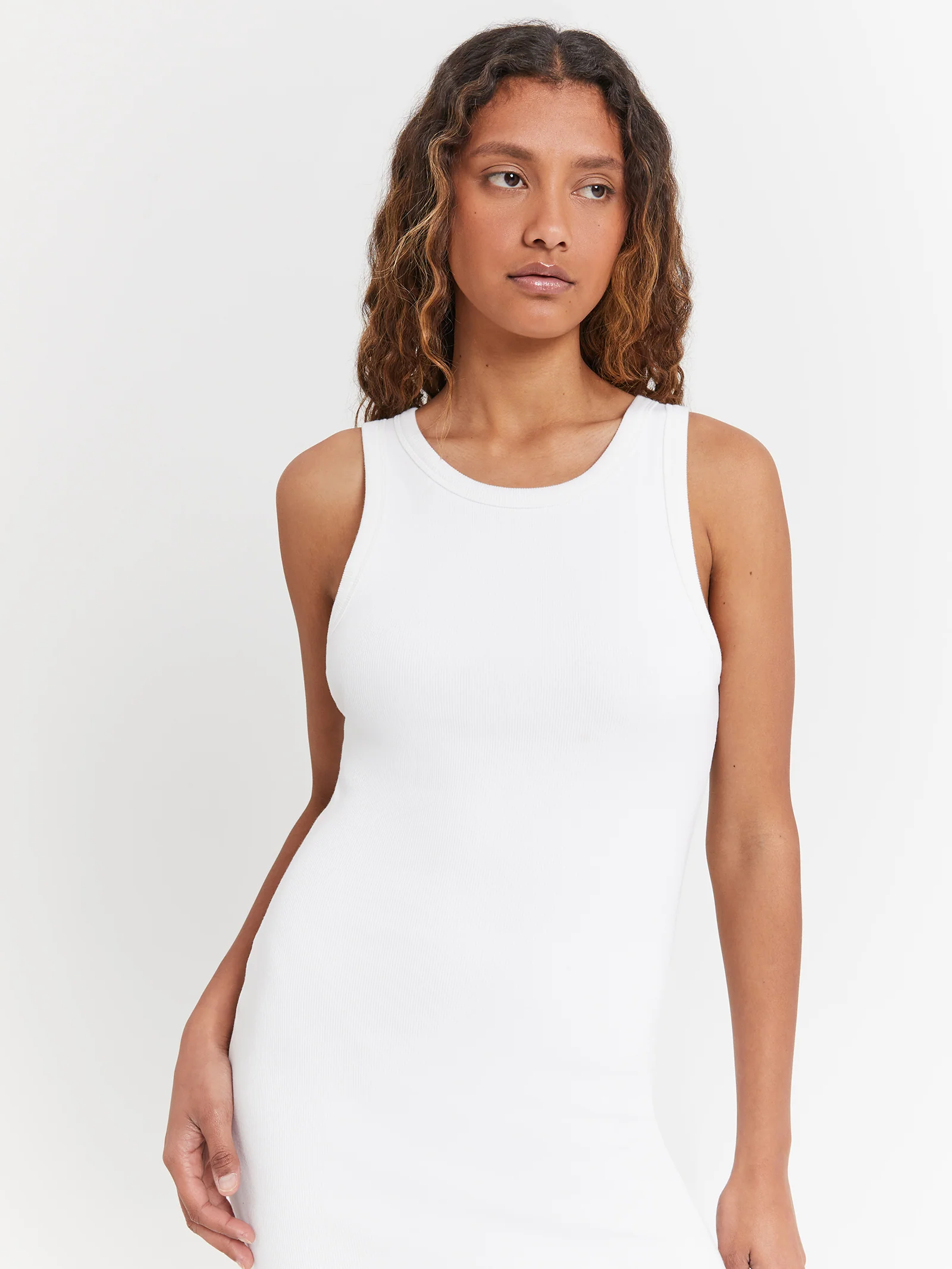 Molly High Neck Rib Dress - Image 3