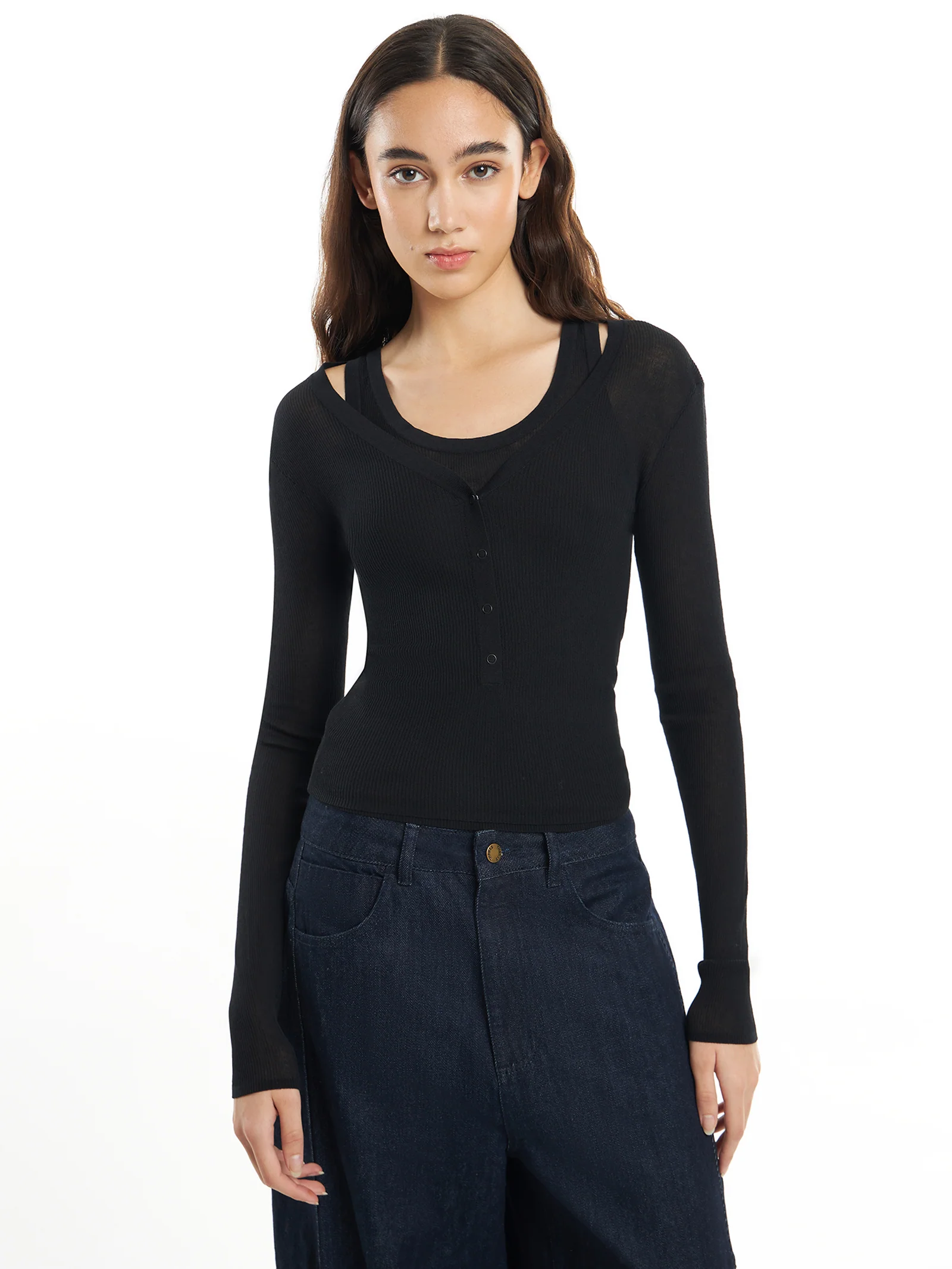 Mse Knit Button Top - Image 2
