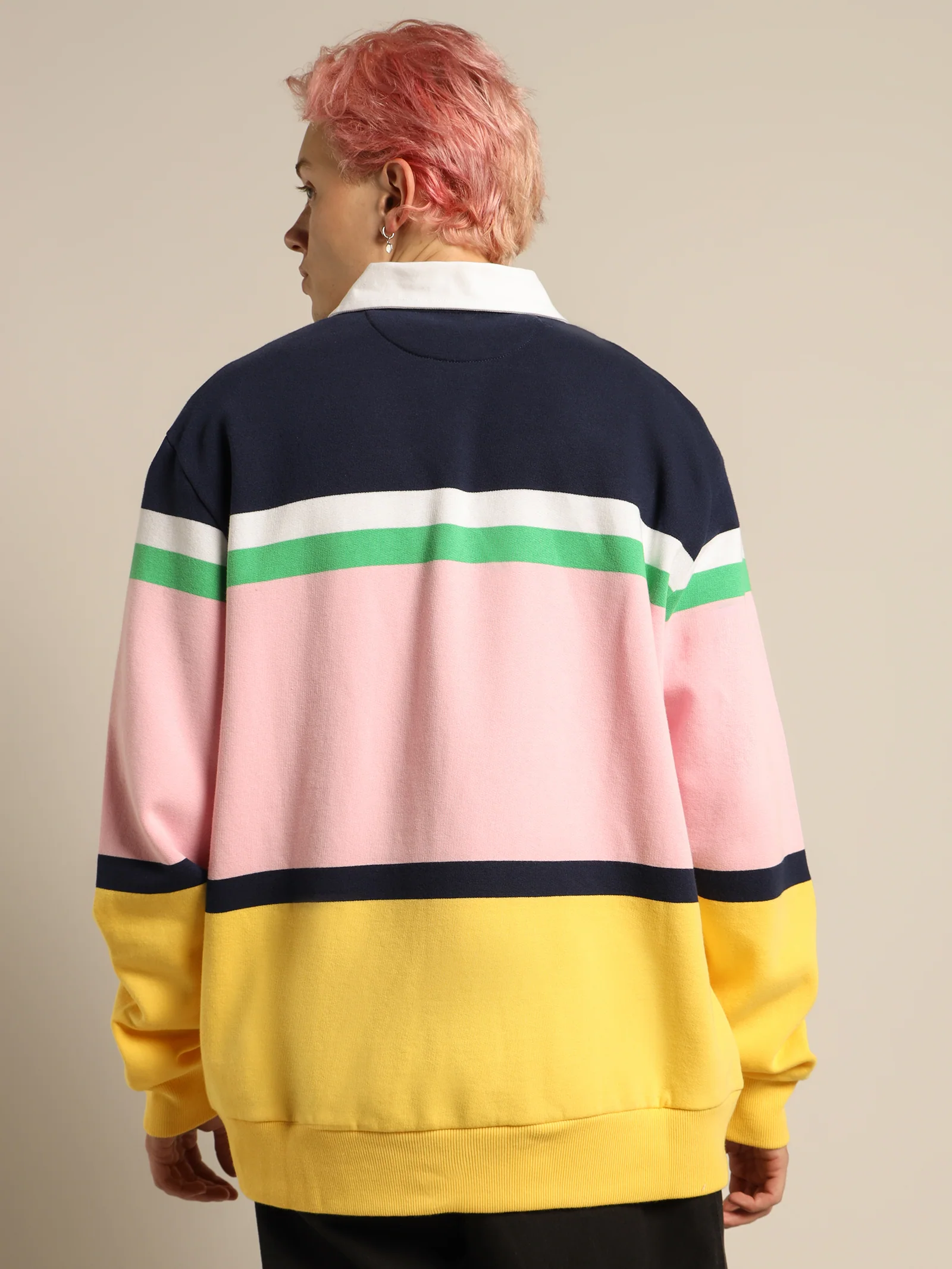 Multi Stripe Kangaroo Pocket Jersey Rugby Shirt - Image 5
