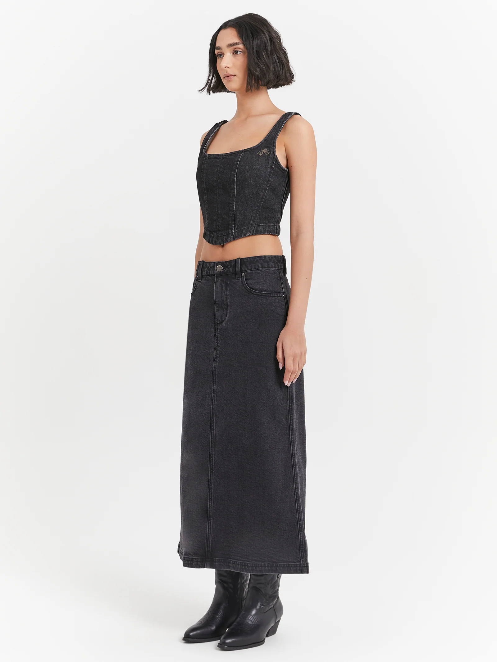 Mysteries Denim Maxi Skirt - Image 4