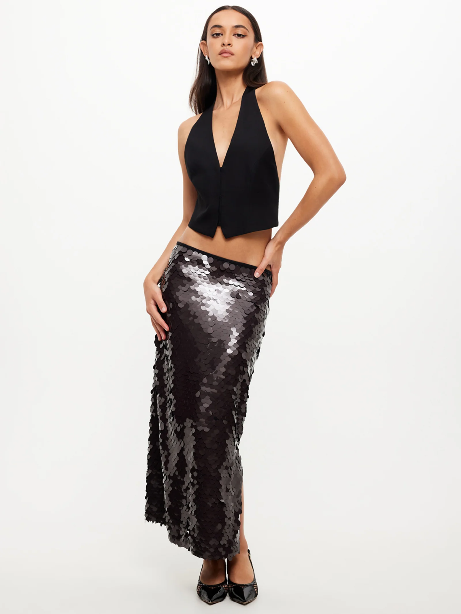 Night Rider Sequin Sequin Midi Skirt - Image 2