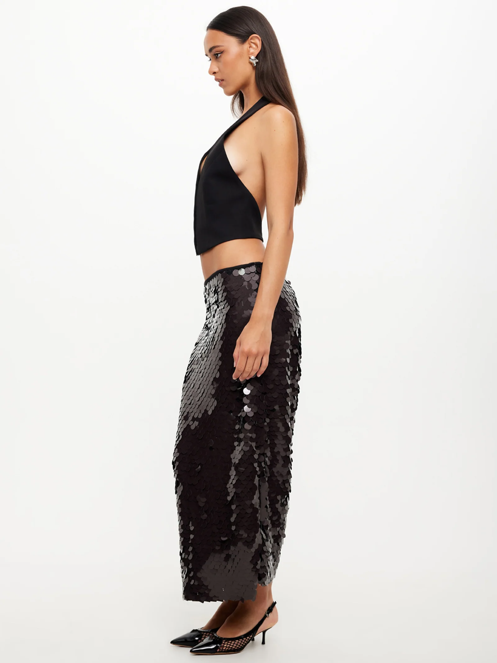 Night Rider Sequin Sequin Midi Skirt - Image 3