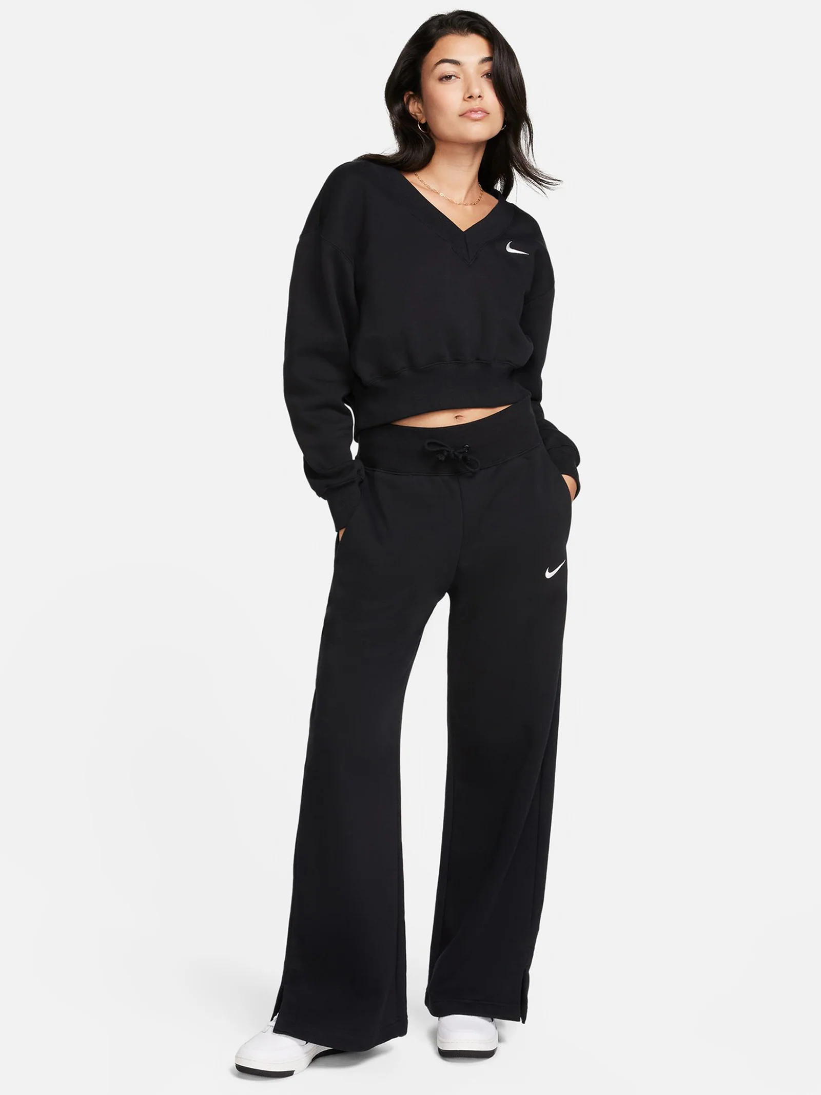 Fleece Cropped V-Neck Top - Image 2