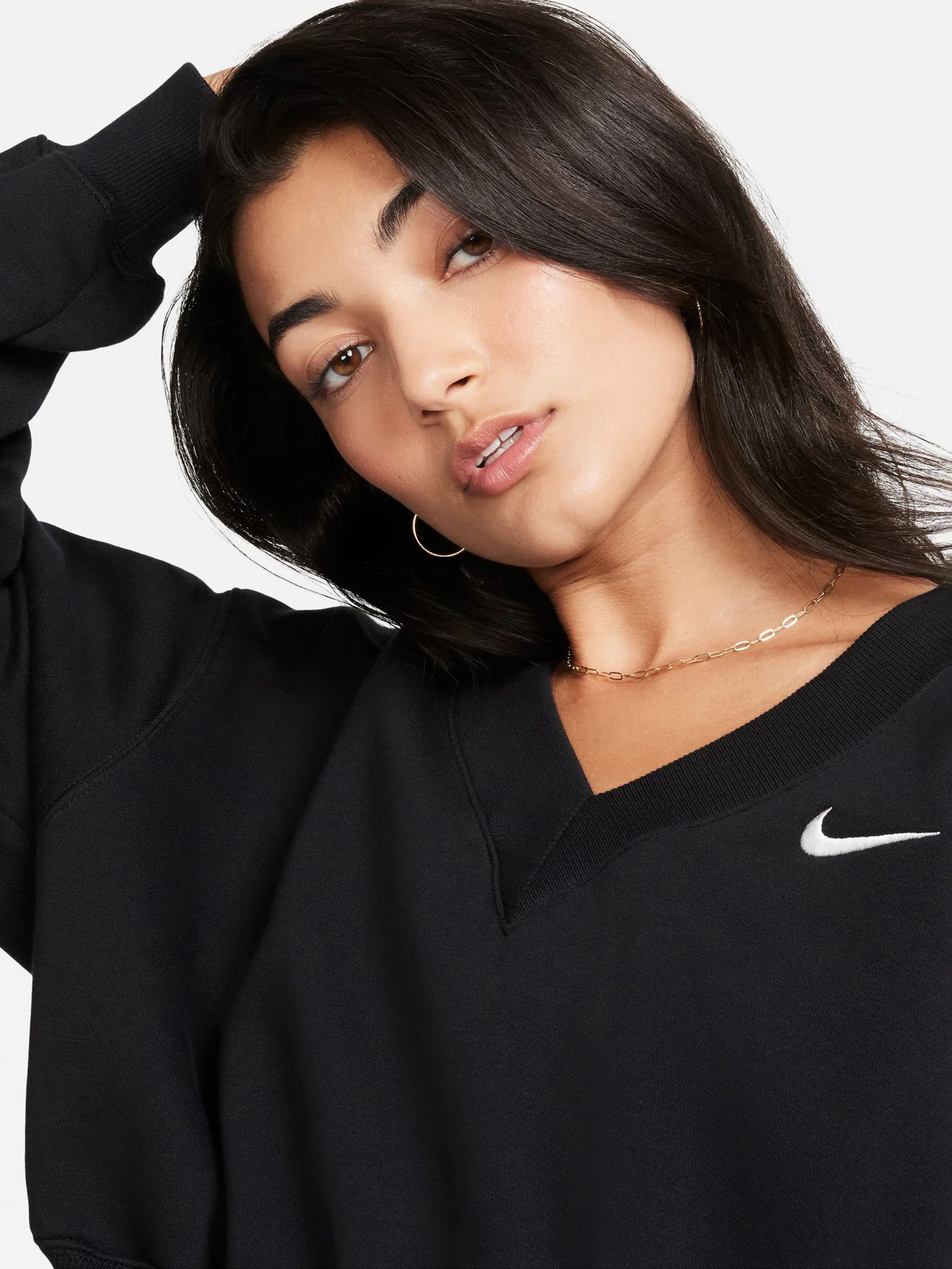 Fleece Cropped V-Neck Top - Image 3