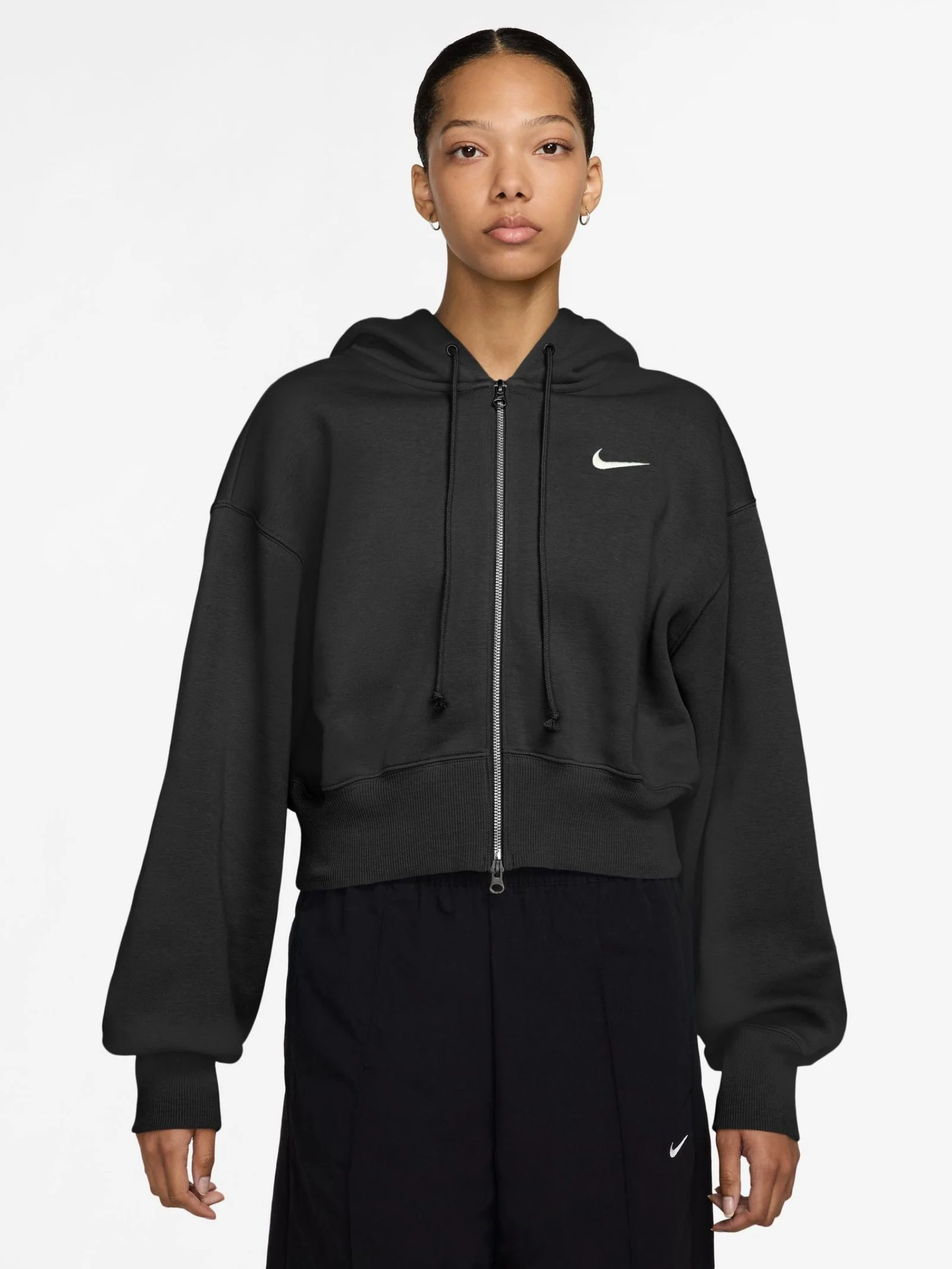 Women's Loose Cropped Full-Zip Hoodie
