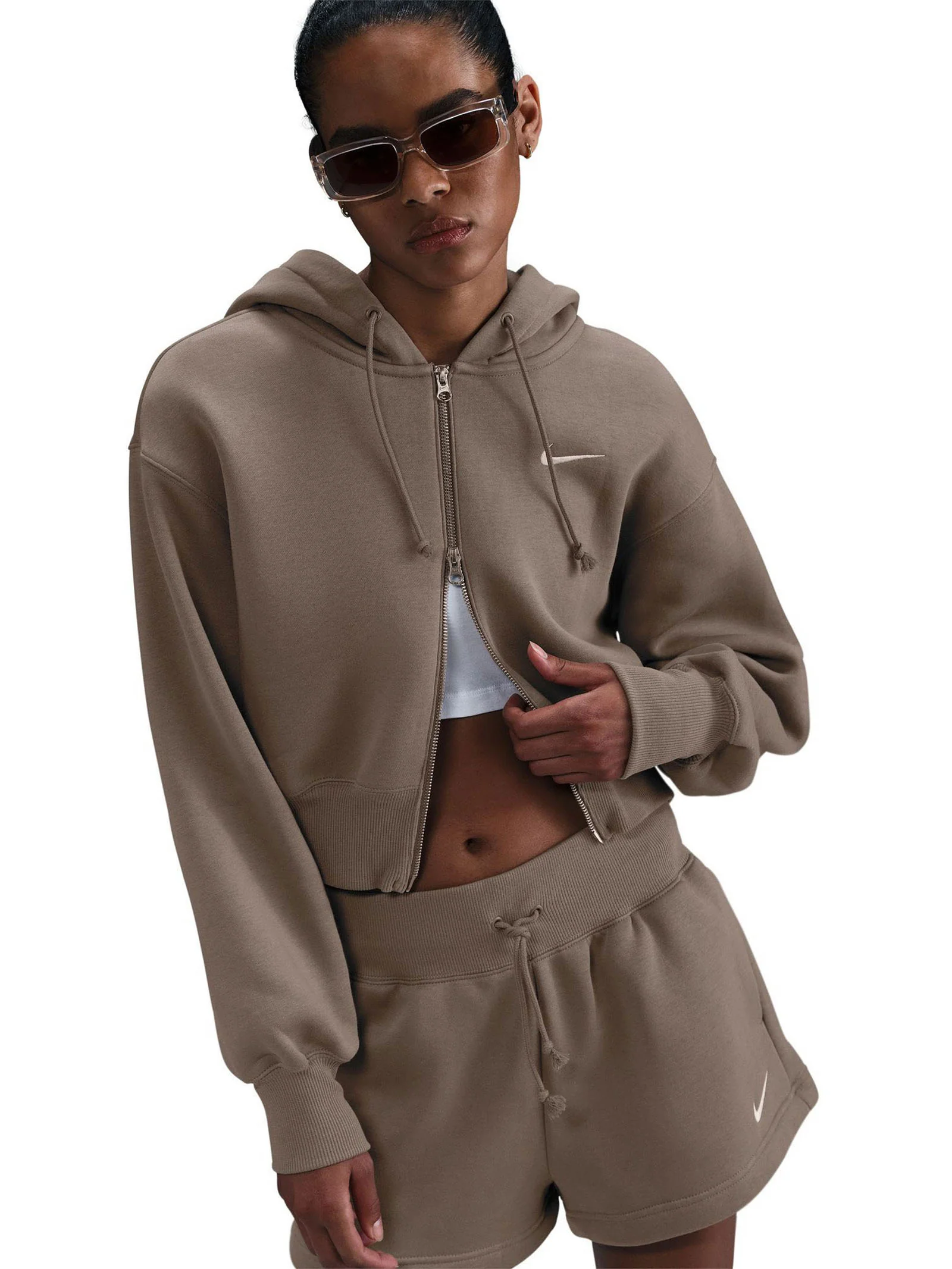 Women's Loose Cropped Full-Zip Hoodie