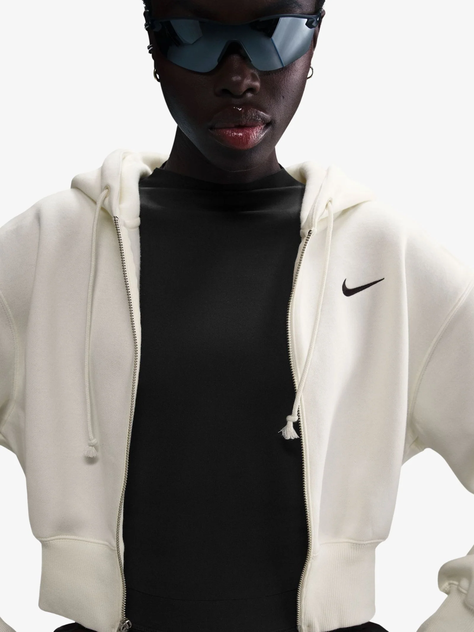 Women's Loose Crop Full Zip Hoodie - Image 3