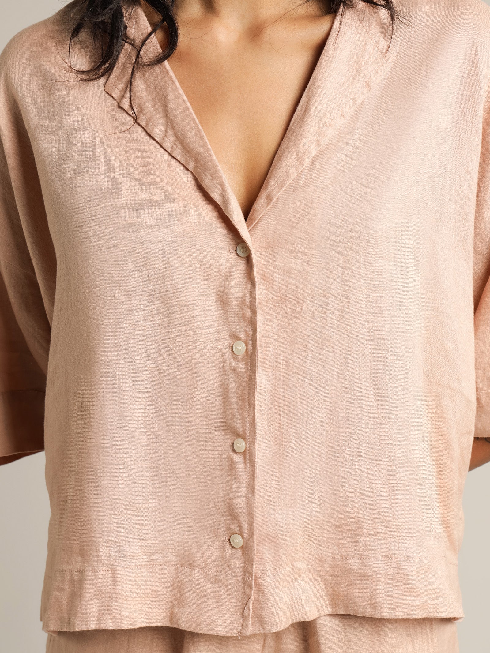 Nude Linen Lounge Shirt - Image 6