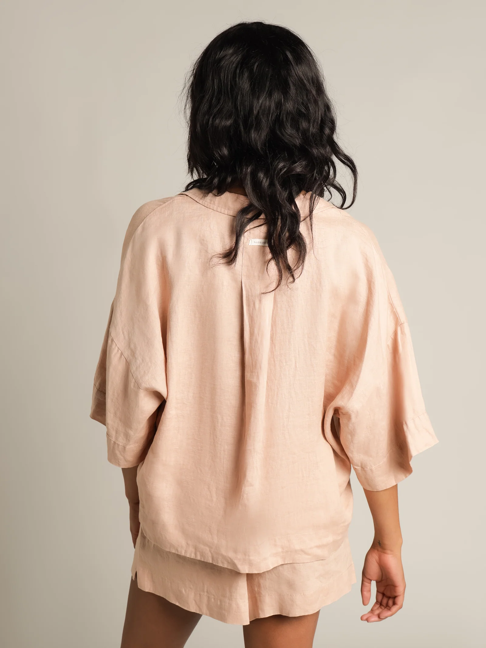 Nude Linen Lounge Shirt - Image 7