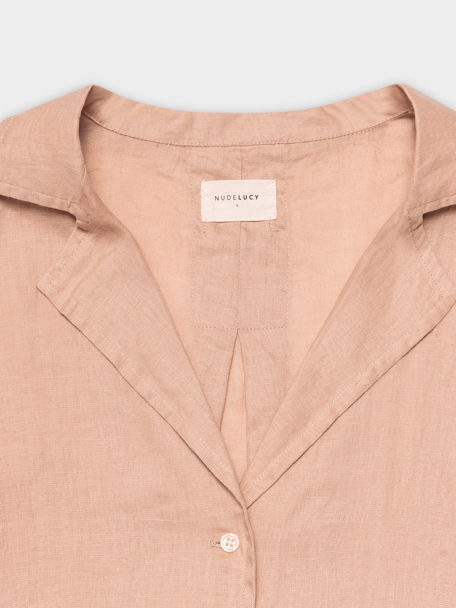 Nude Linen Lounge Shirt - Image 9