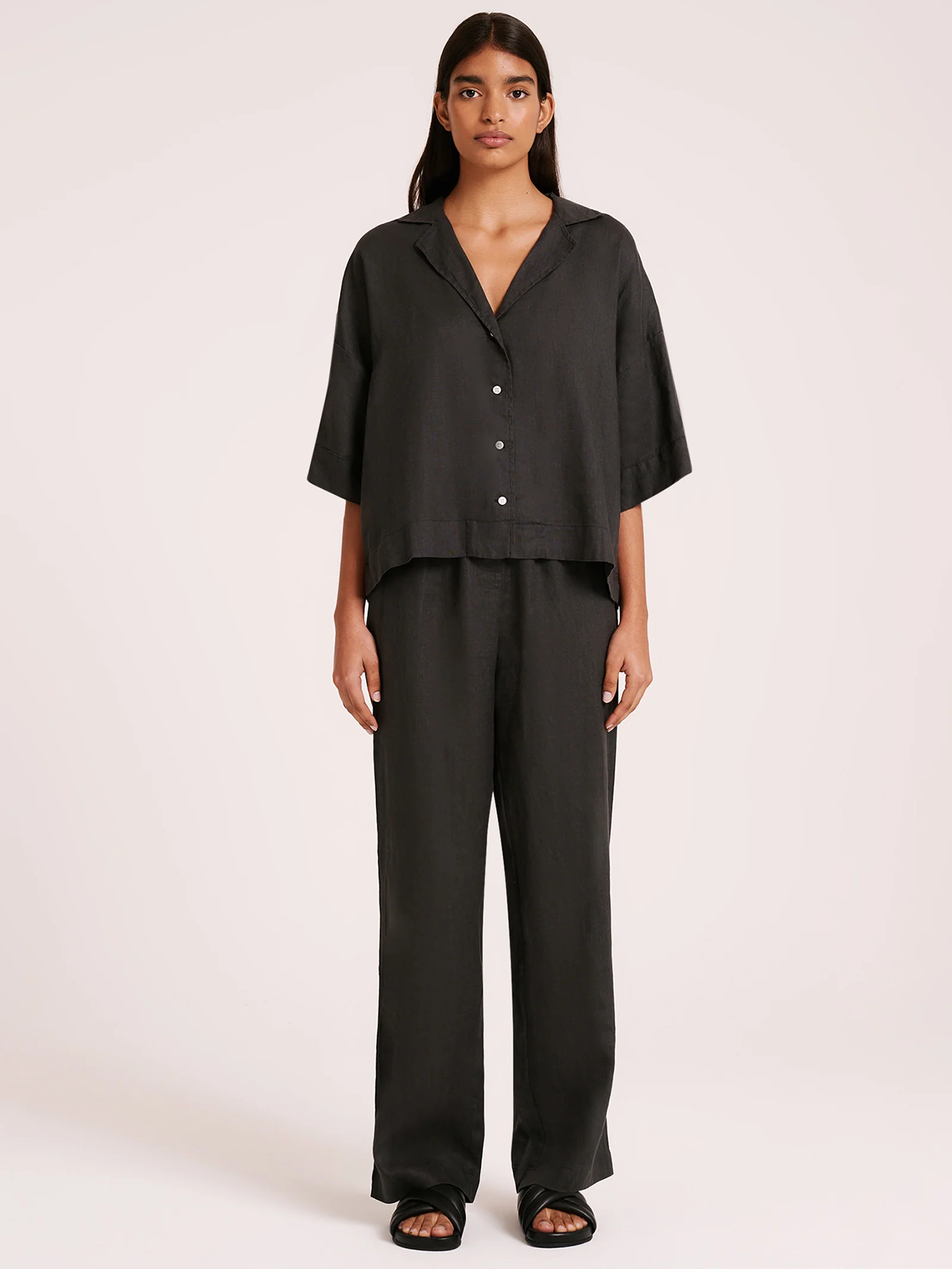 Nude Linen Lounge Shirt - Image 2