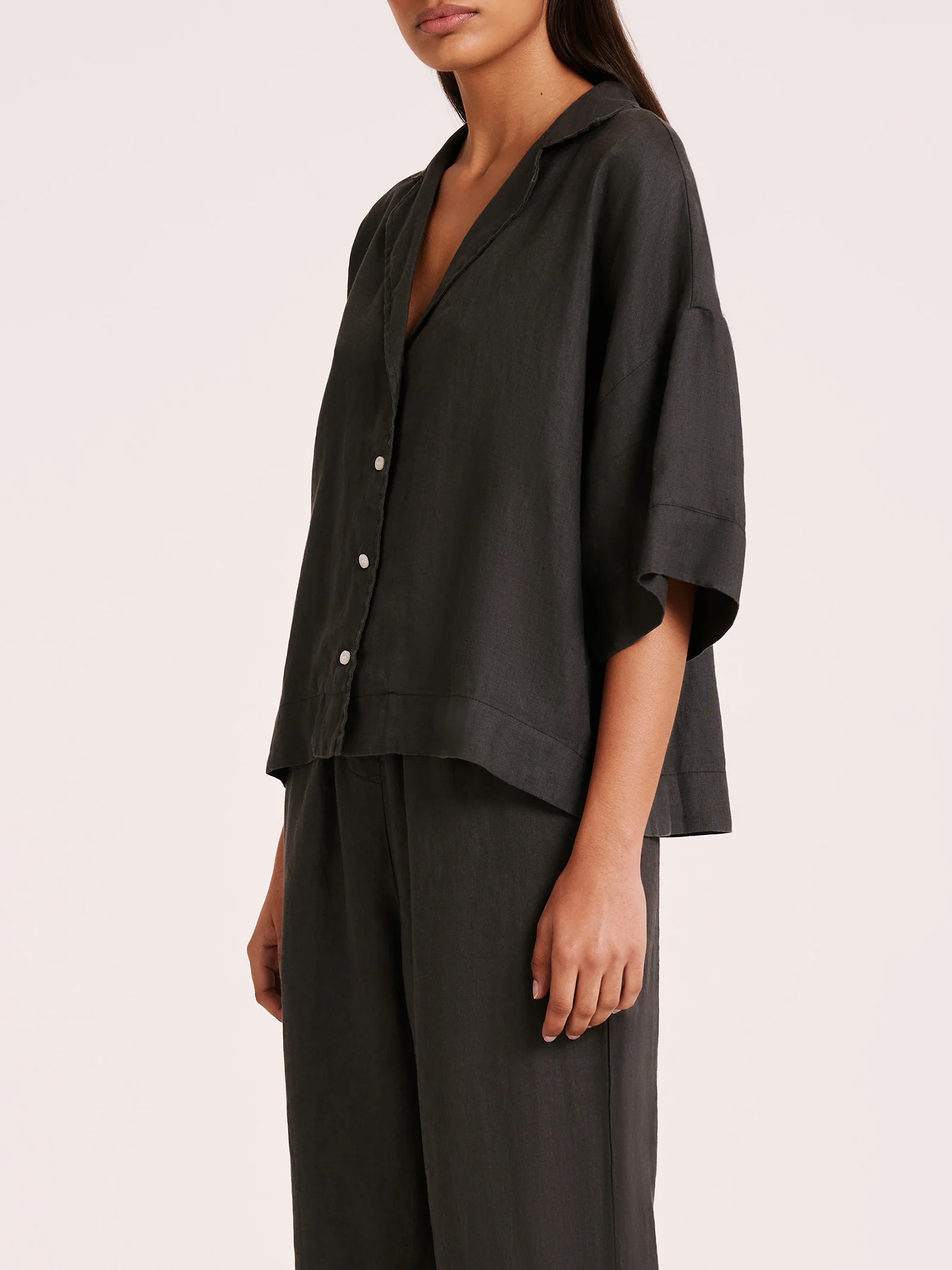 Nude Linen Lounge Shirt - Image 3