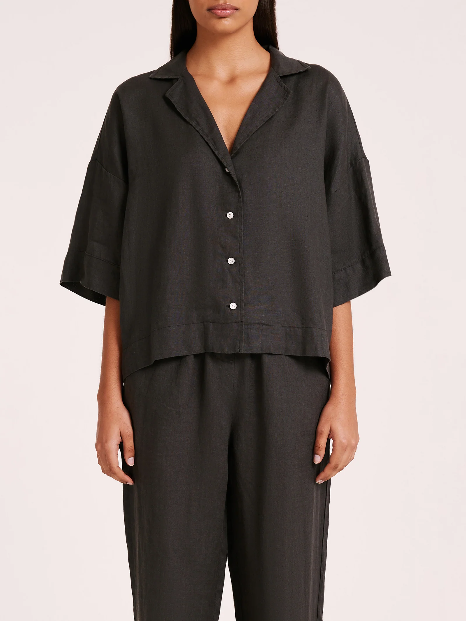 Nude Linen Lounge Shirt - Image 4