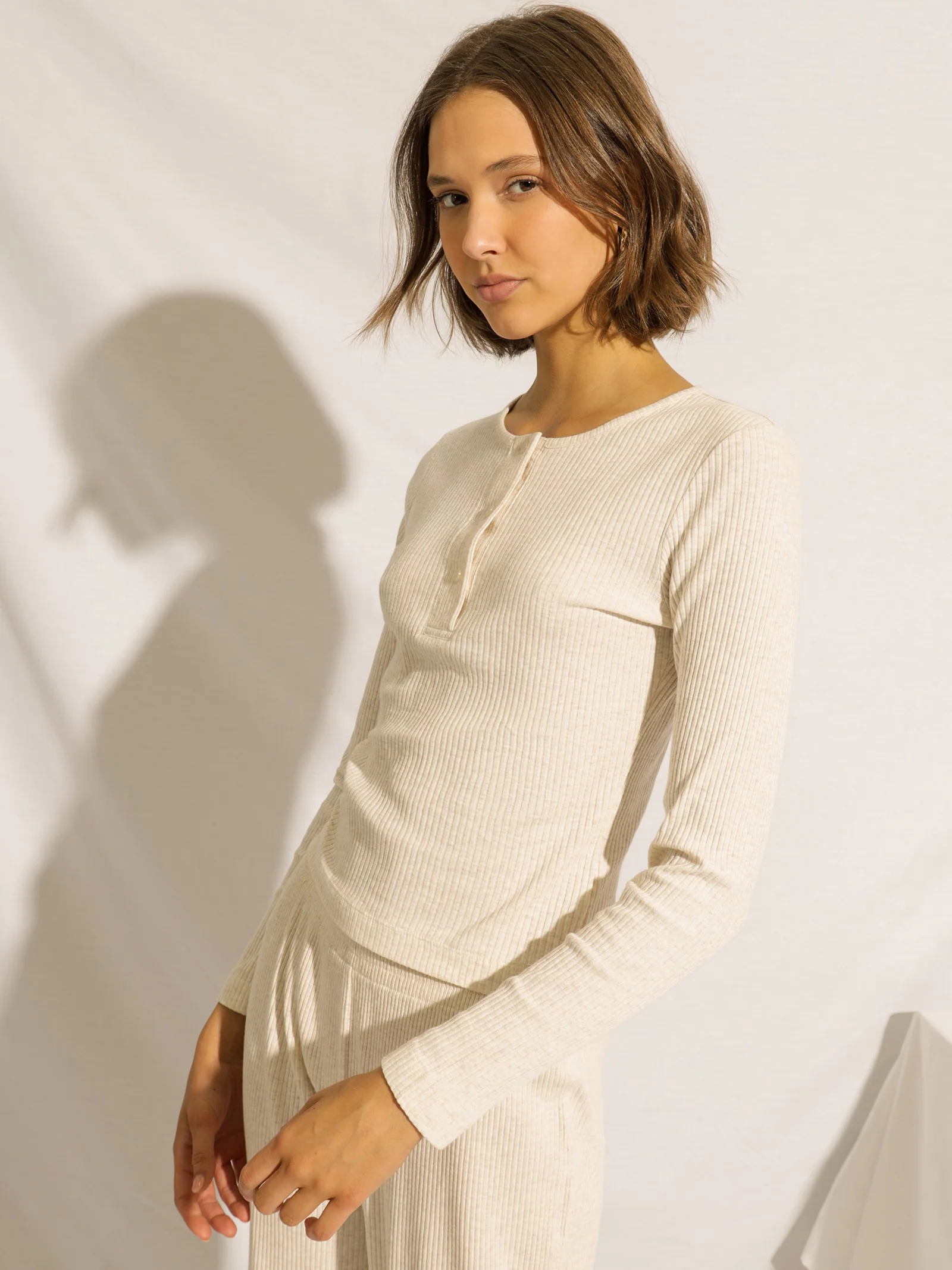 Nude Lounge Ribbed Long Sleeve T-Shirt - Image 2