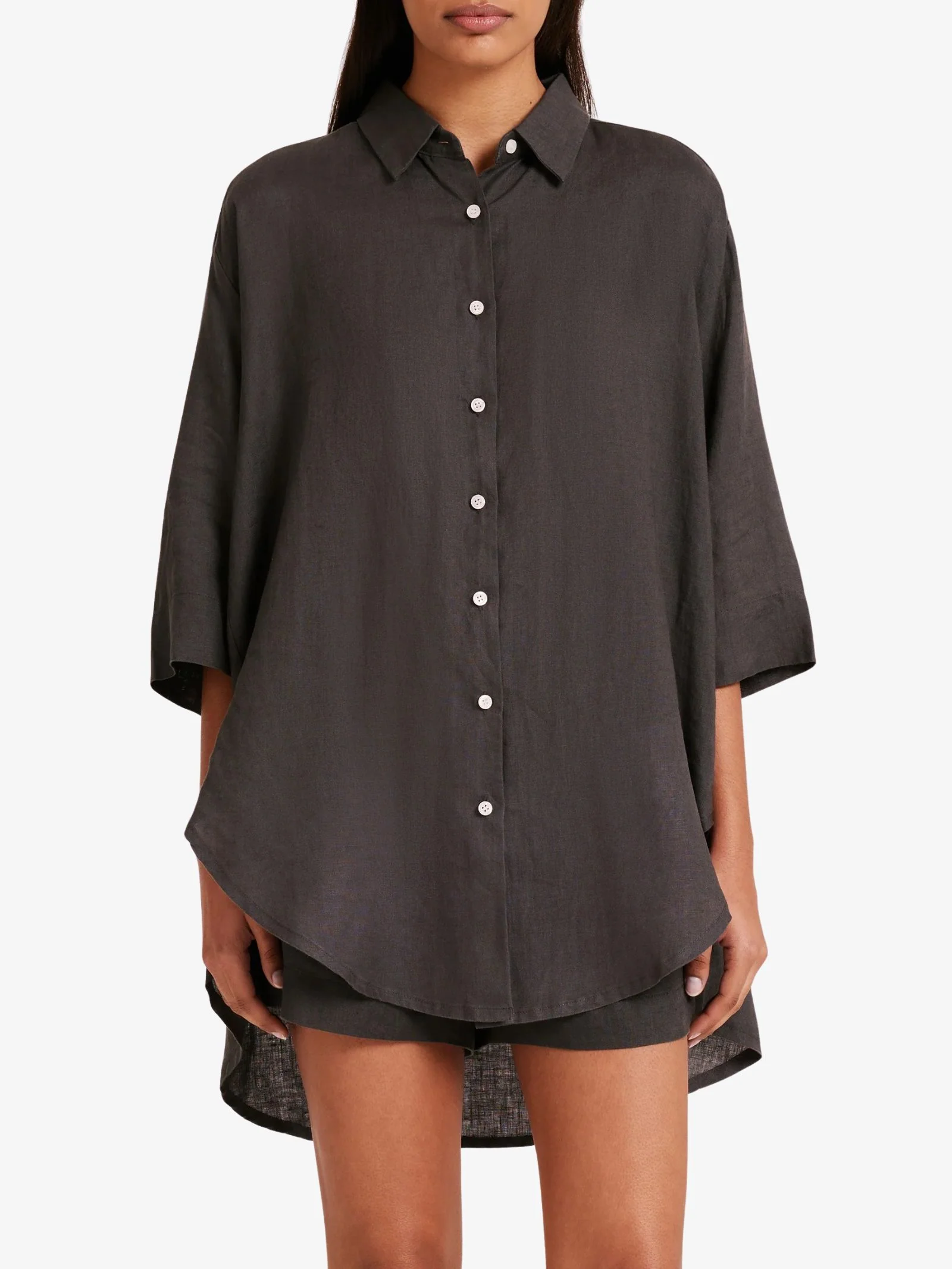 Lounge Linen Longline Shirt - Image 2