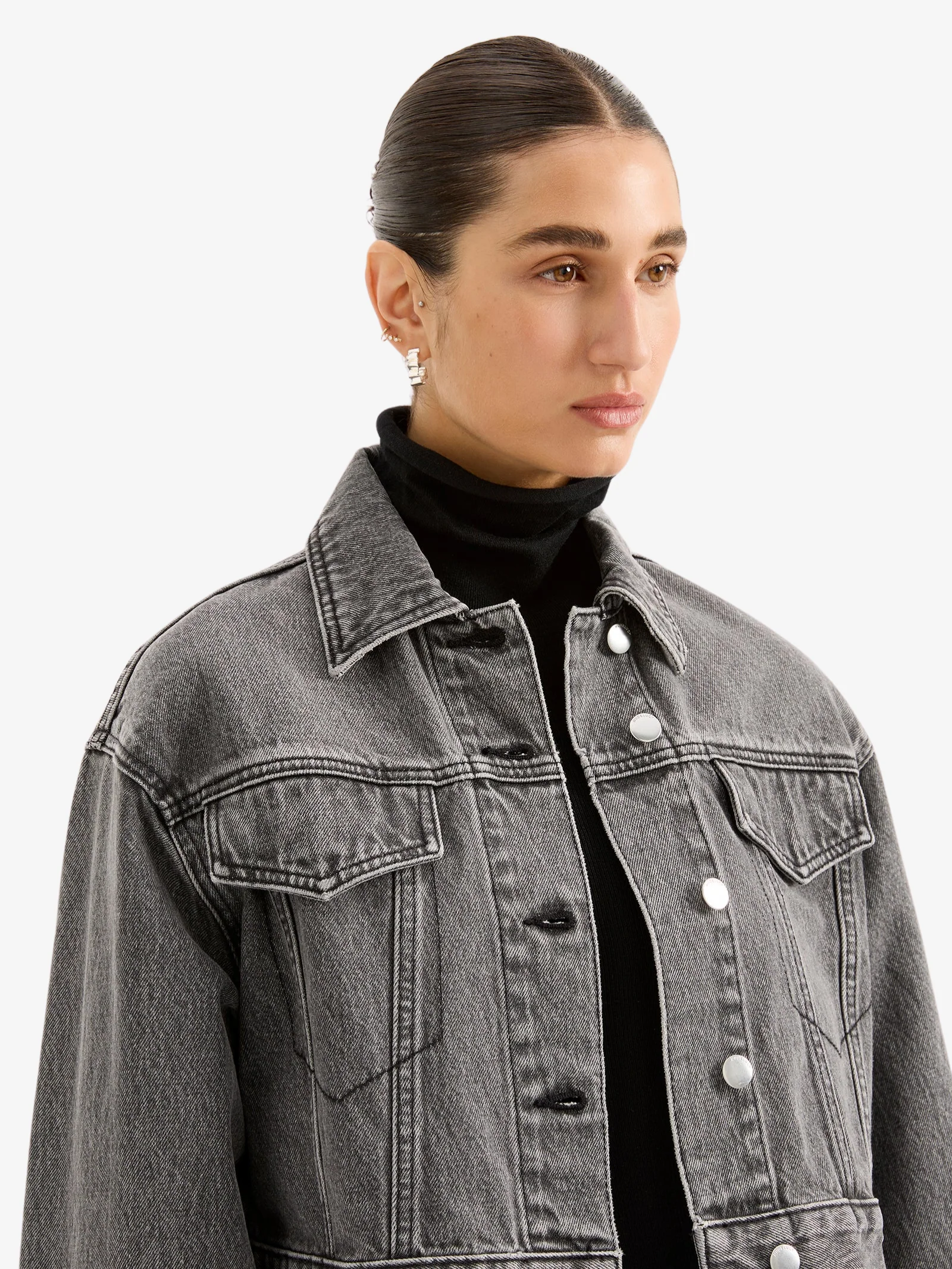 Organic Denim Crop Jacket - Image 2