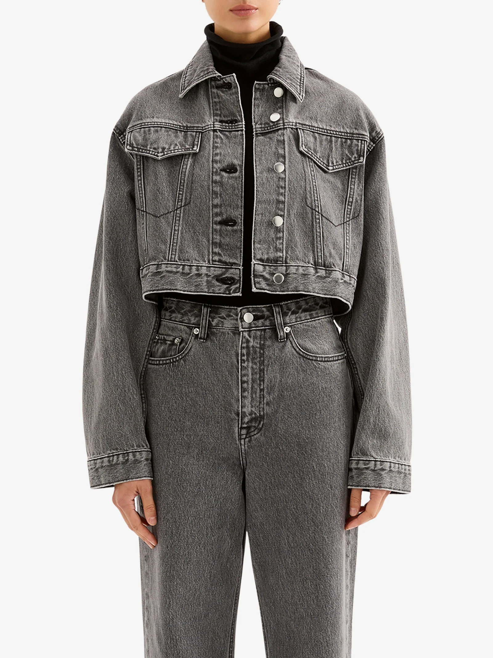 Organic Denim Crop Jacket - Image 3