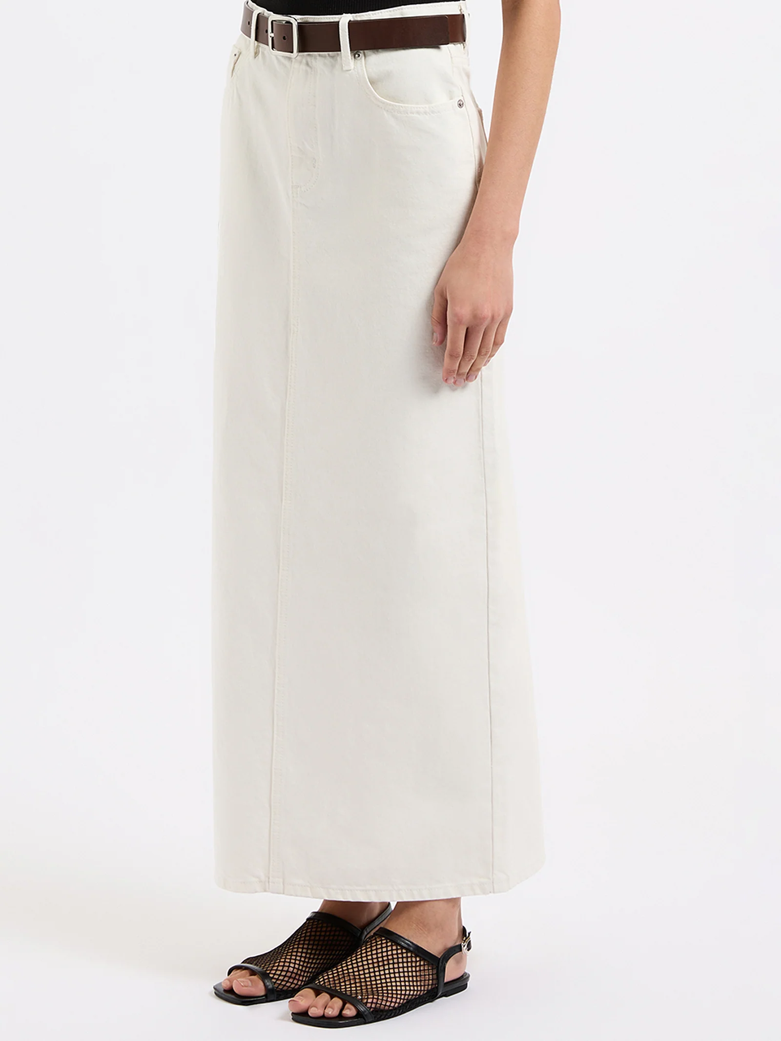 Organic Denim Maxi Skirt - Image 3