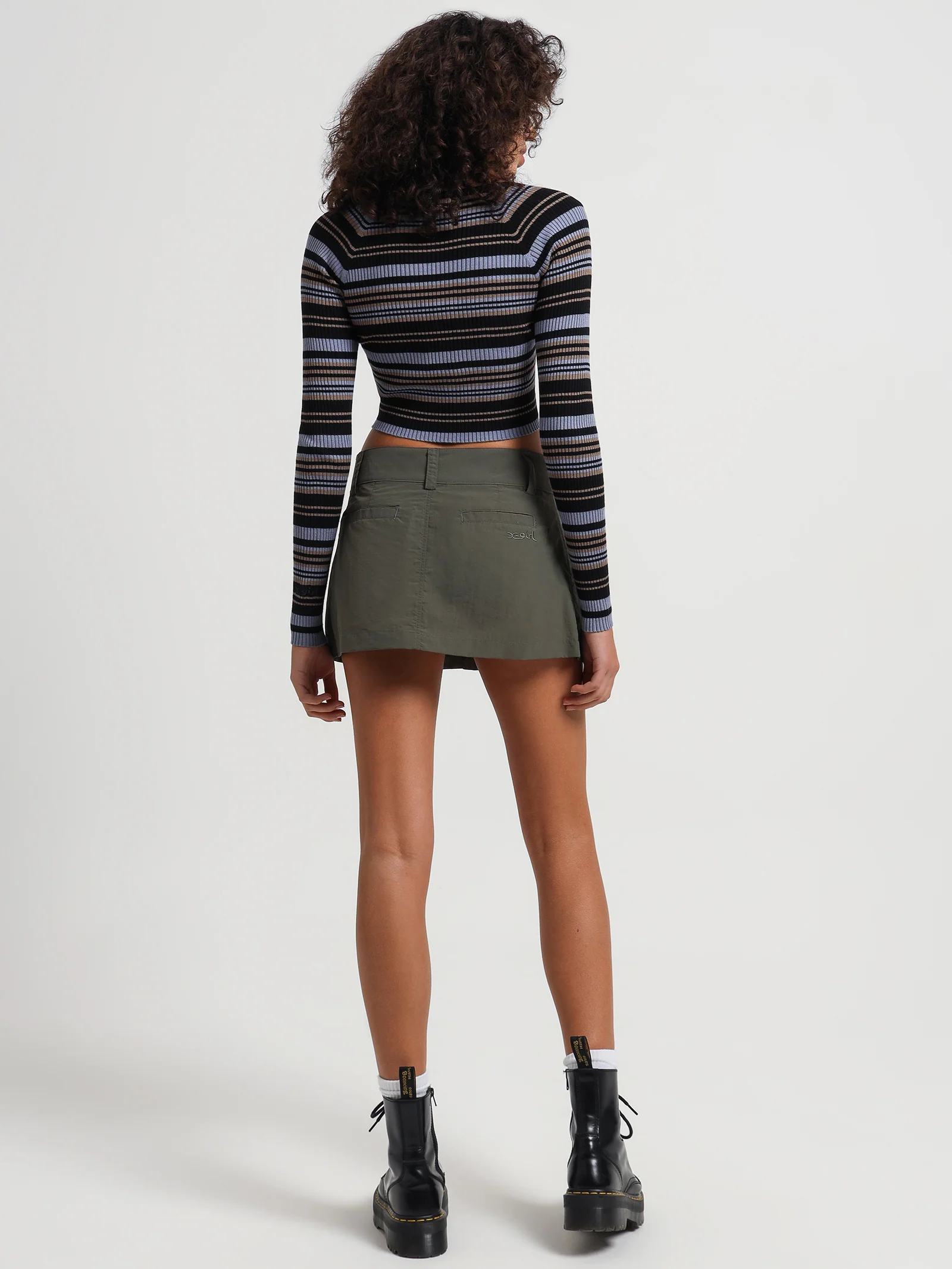 Nylon Flared Mini Skirt - Image 5