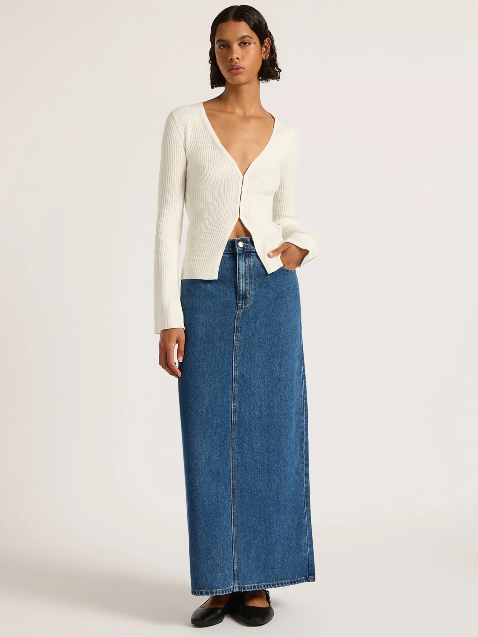 Organic Denim Maxi Skirt - Image 4