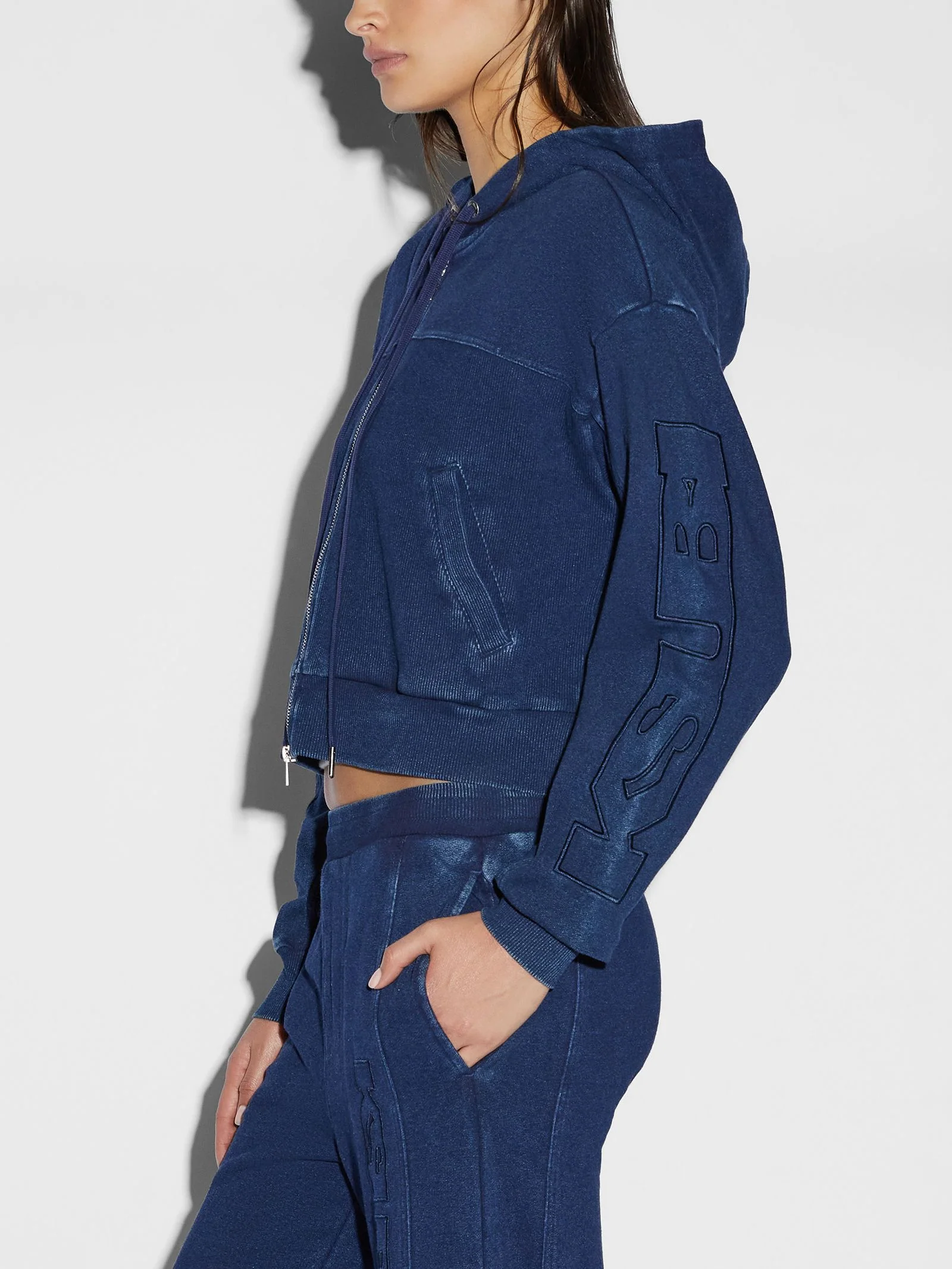 Origin Crop Hoodie Indigo Spliced - Image 3