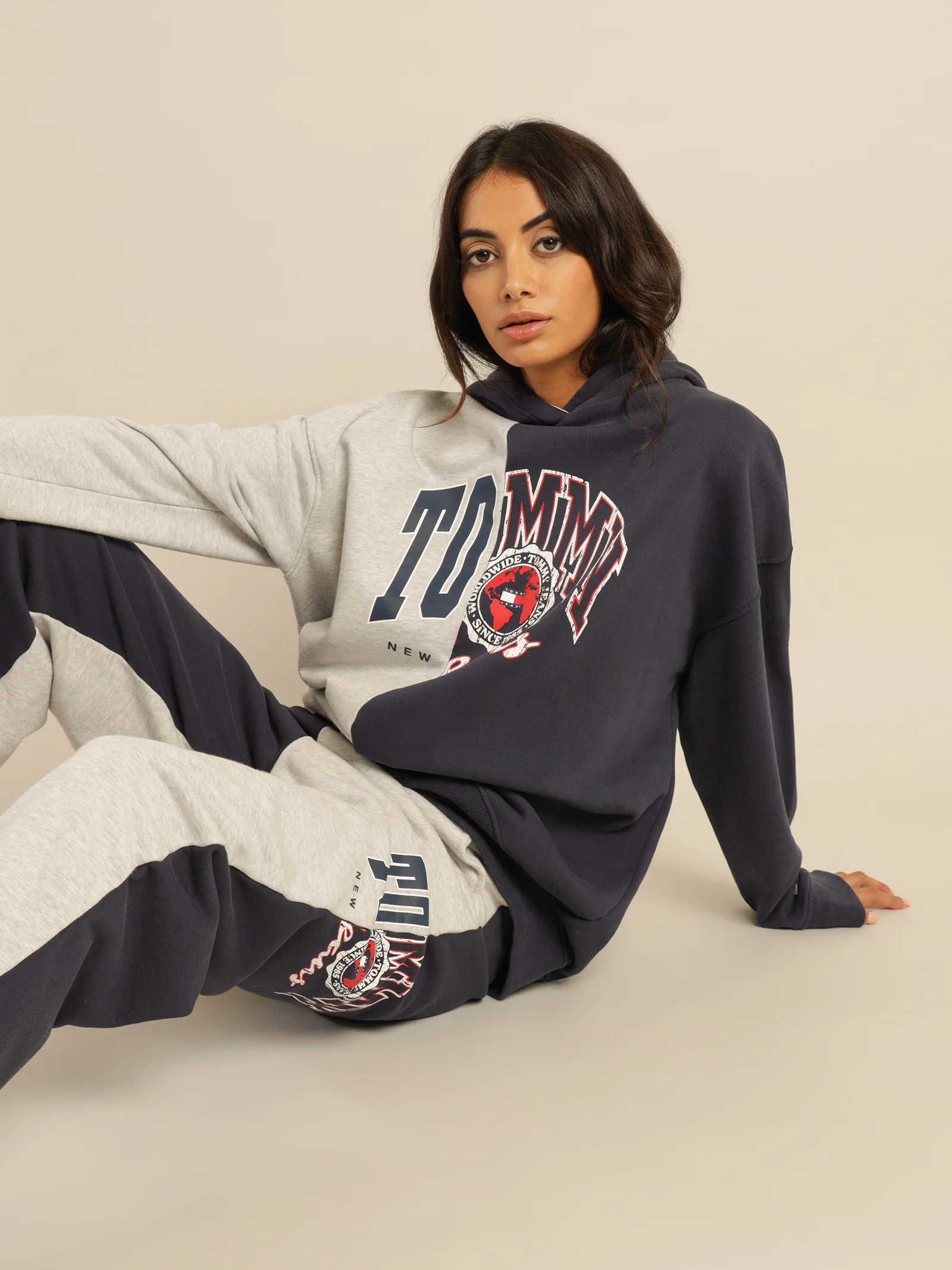 Oversized College Splicing Hoodie - Image 2