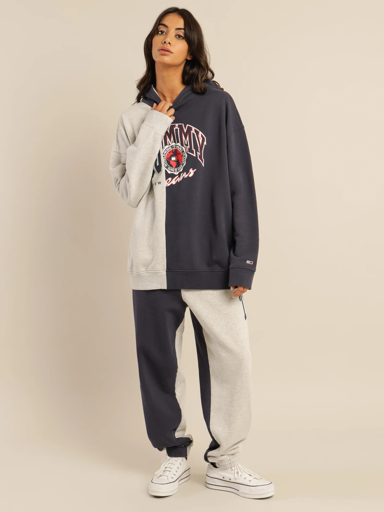 Oversized College Splicing Hoodie - Image 4