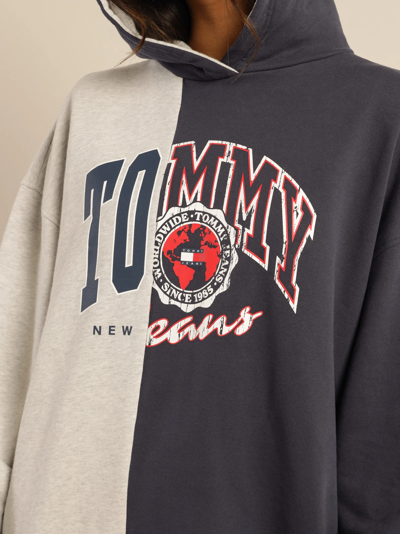 Oversized College Splicing Hoodie - Image 6