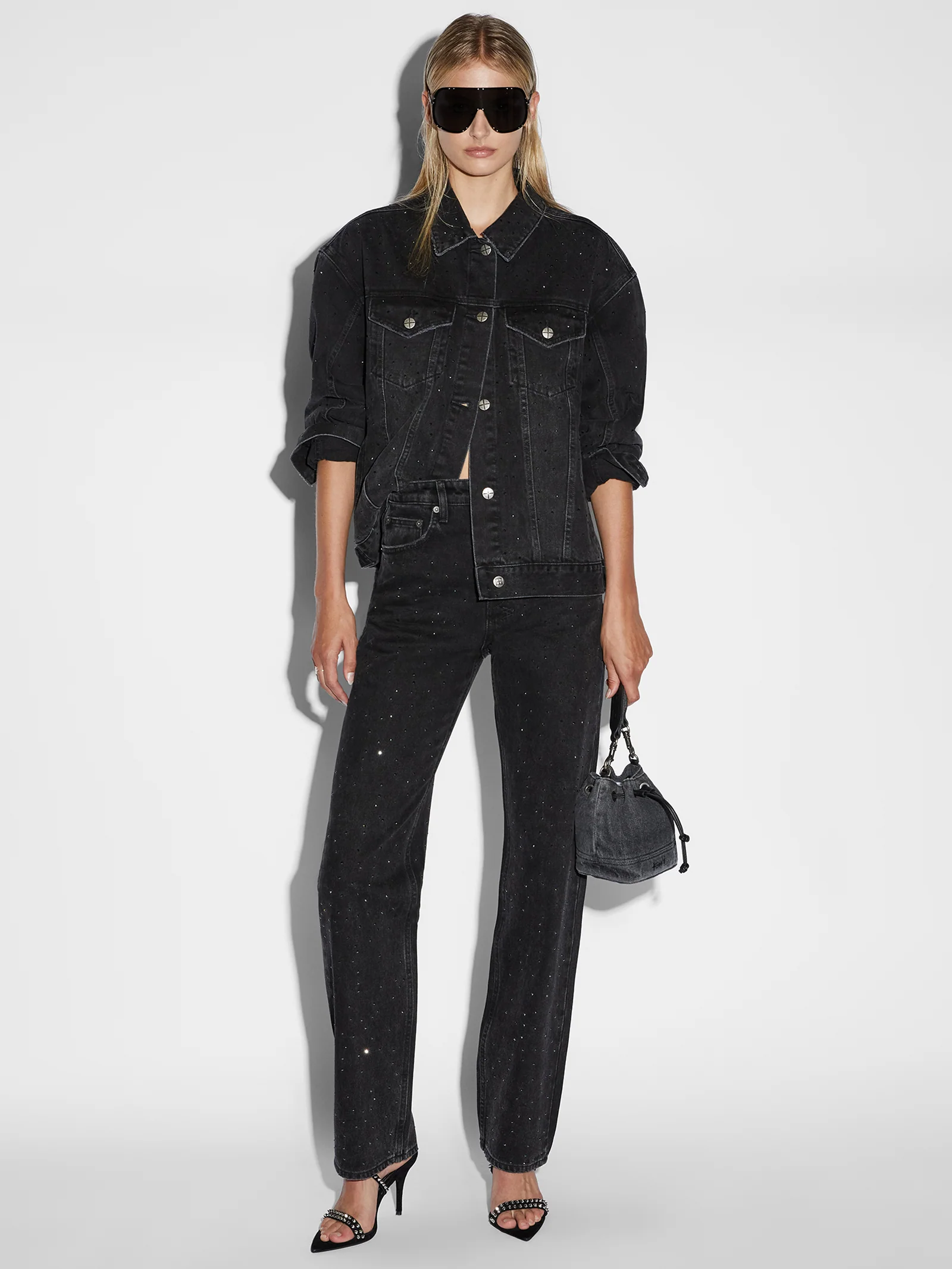 Oversized Denim Jacket Krystal Noir - Image 3