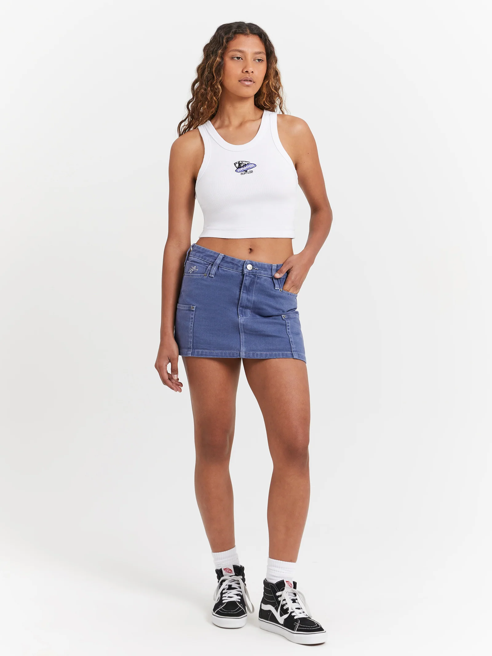 Patches Rivet Mini Skirt - Image 2