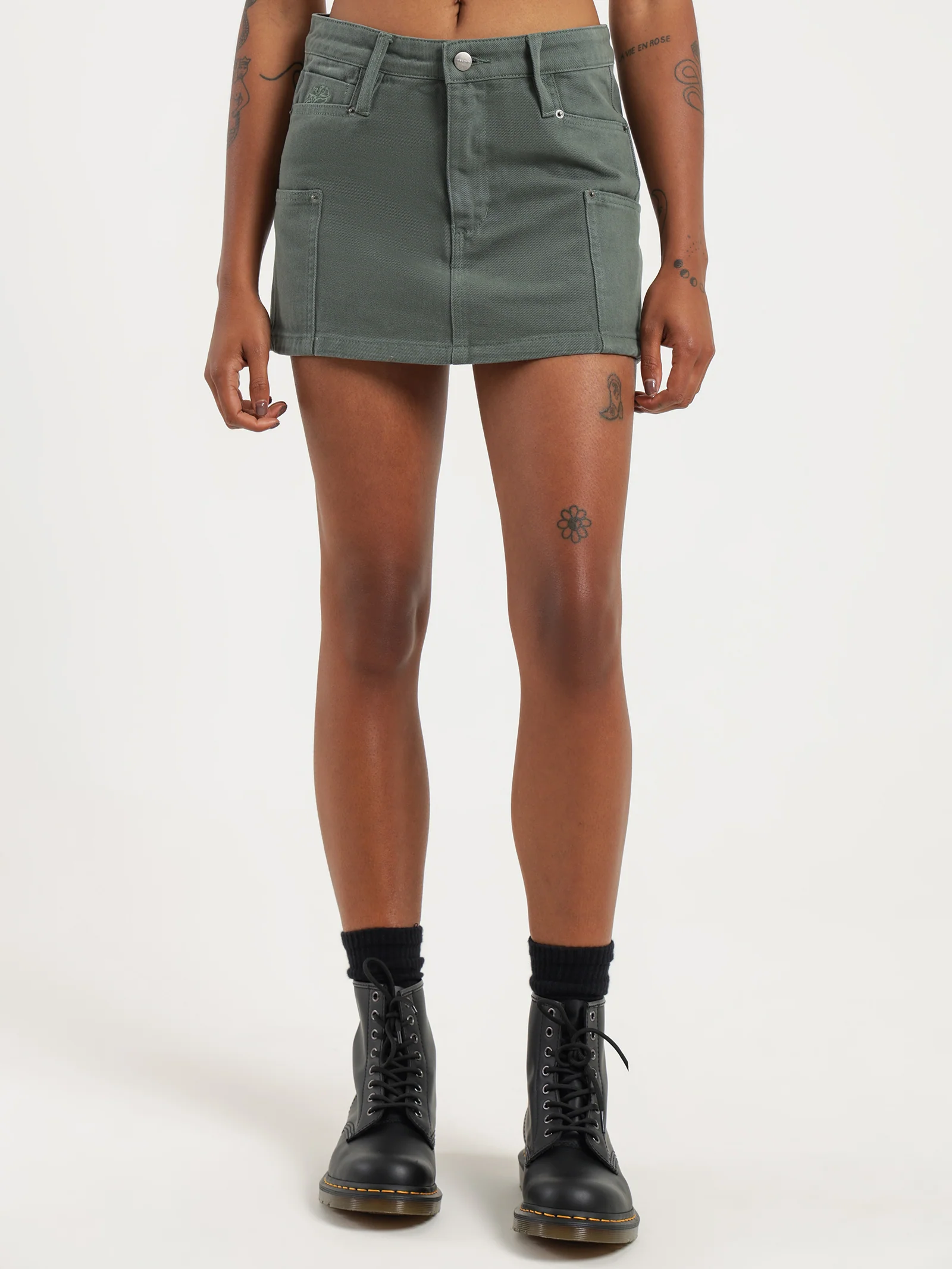 Patches Rivet Mini Skirt