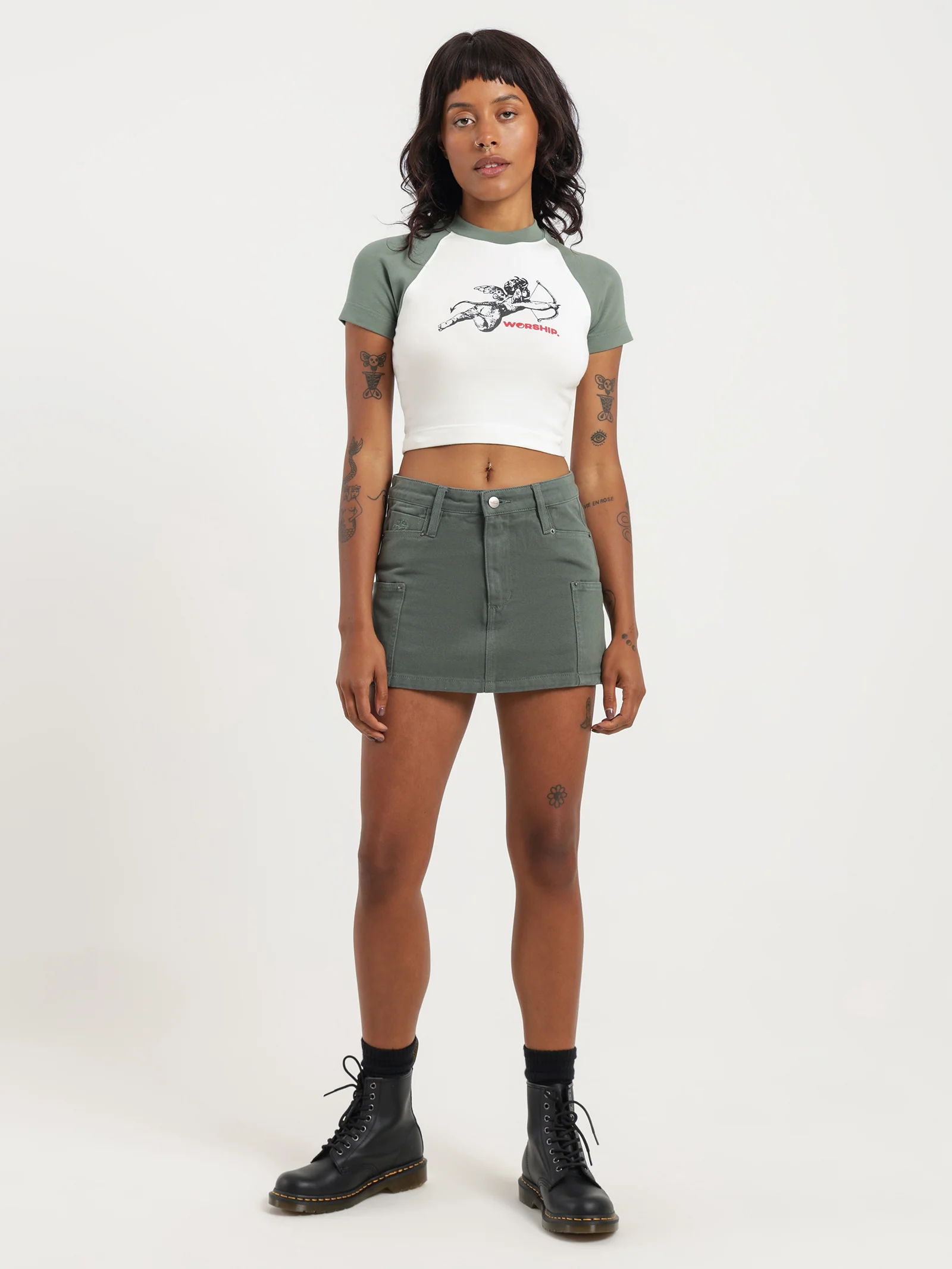 Patches Rivet Mini Skirt - Image 2