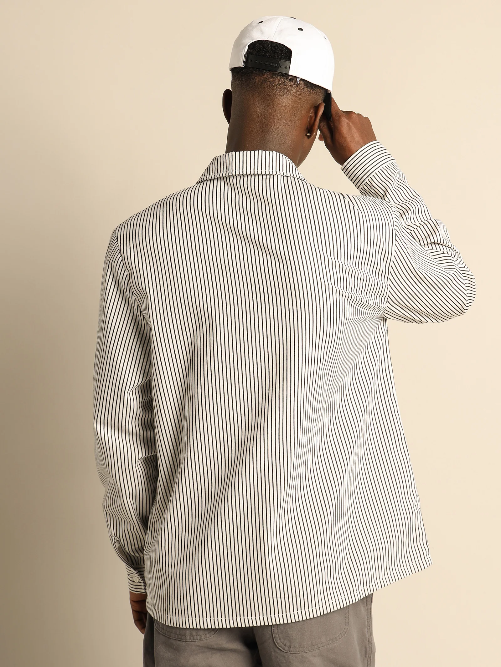 Pinstripe Long Sleeve Zip Shirt - Image 7