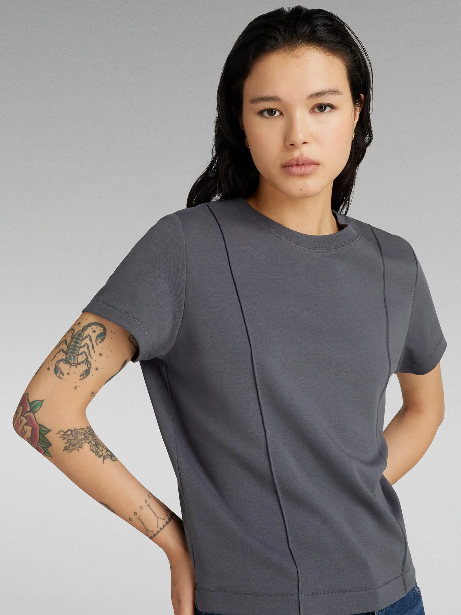 Pintucked Tapered T-Shirt - Image 2
