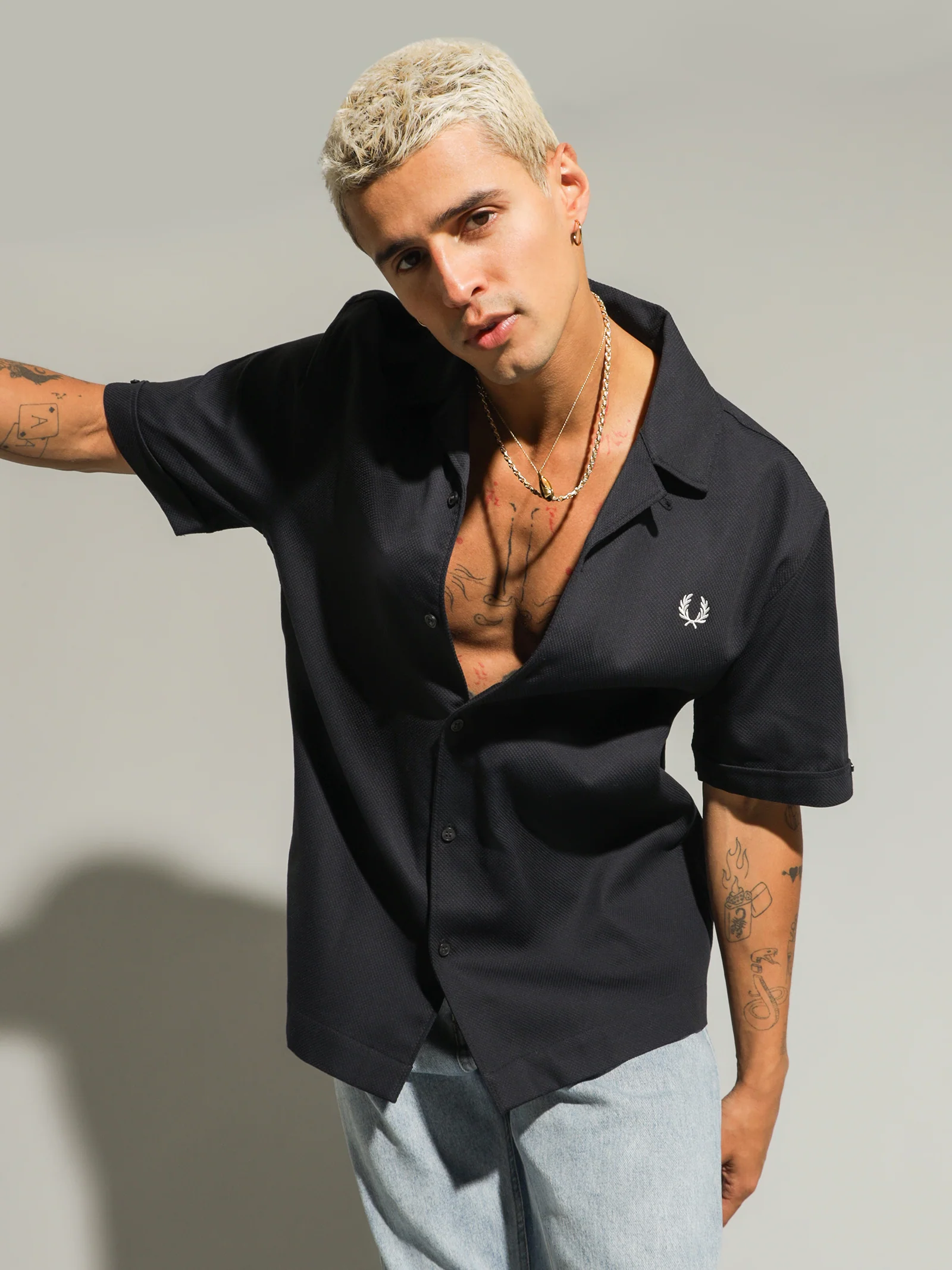 Pique Texture Revere Collar Shirt - Image 4