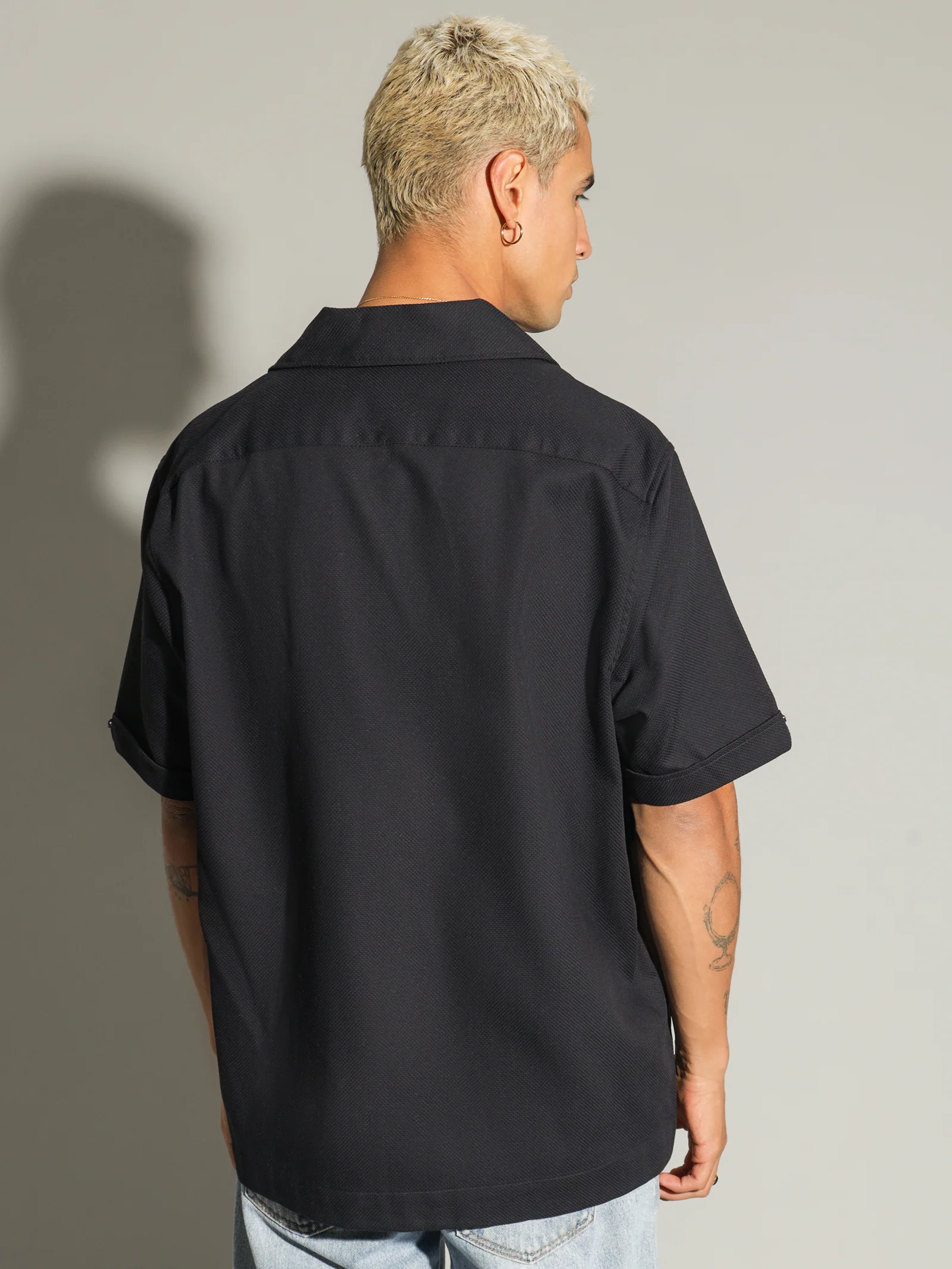 Pique Texture Revere Collar Shirt - Image 9