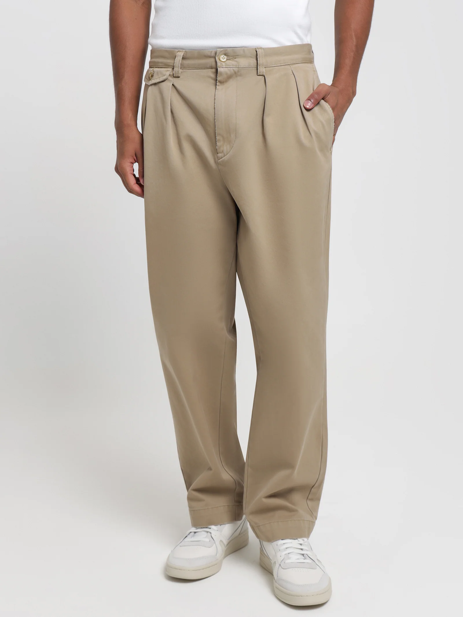 Pleat Detail Cotton Trousers - Image 4