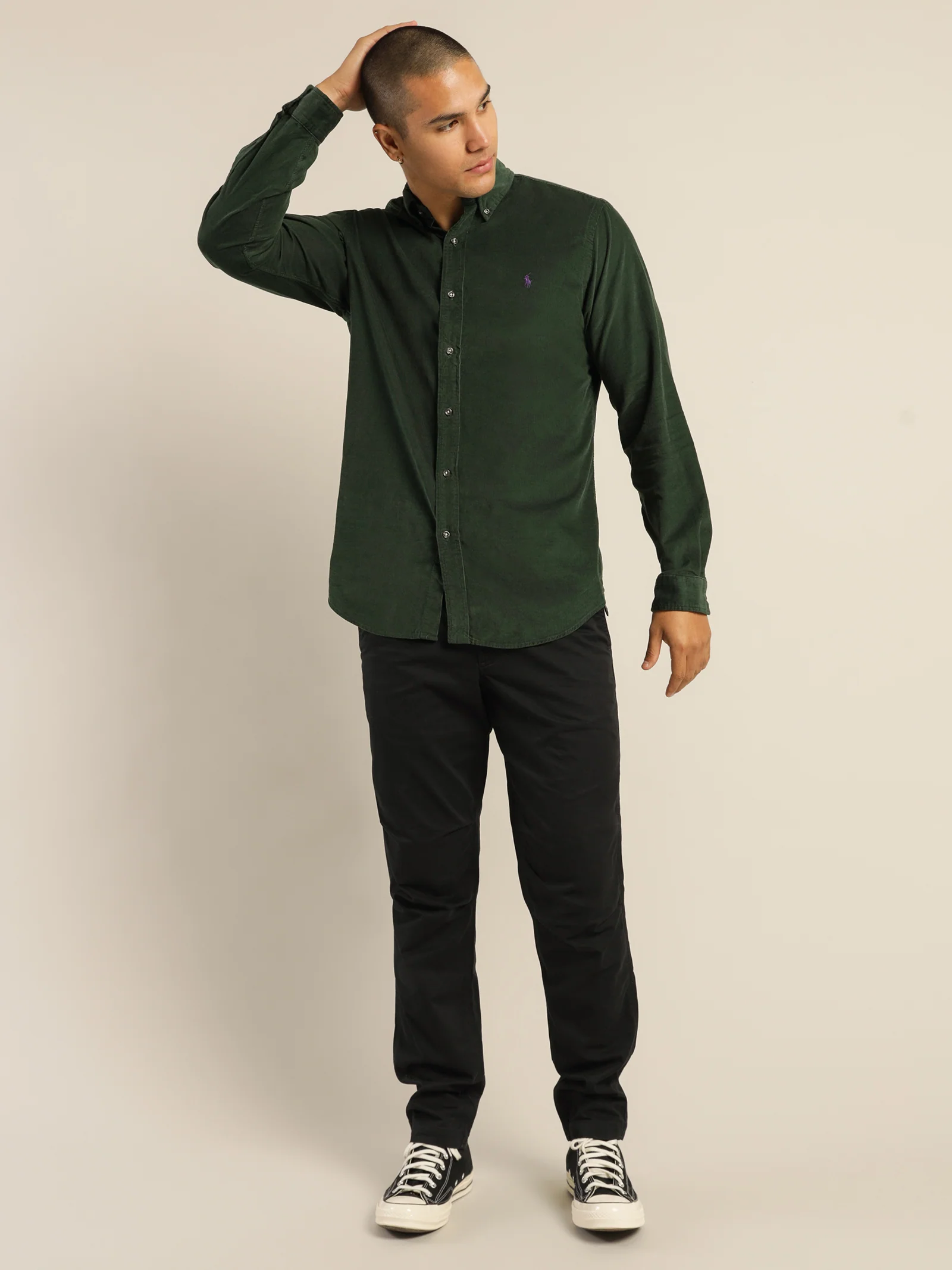Polo Custom Fit Corduroy Long Sleeve Shirt - Image 2