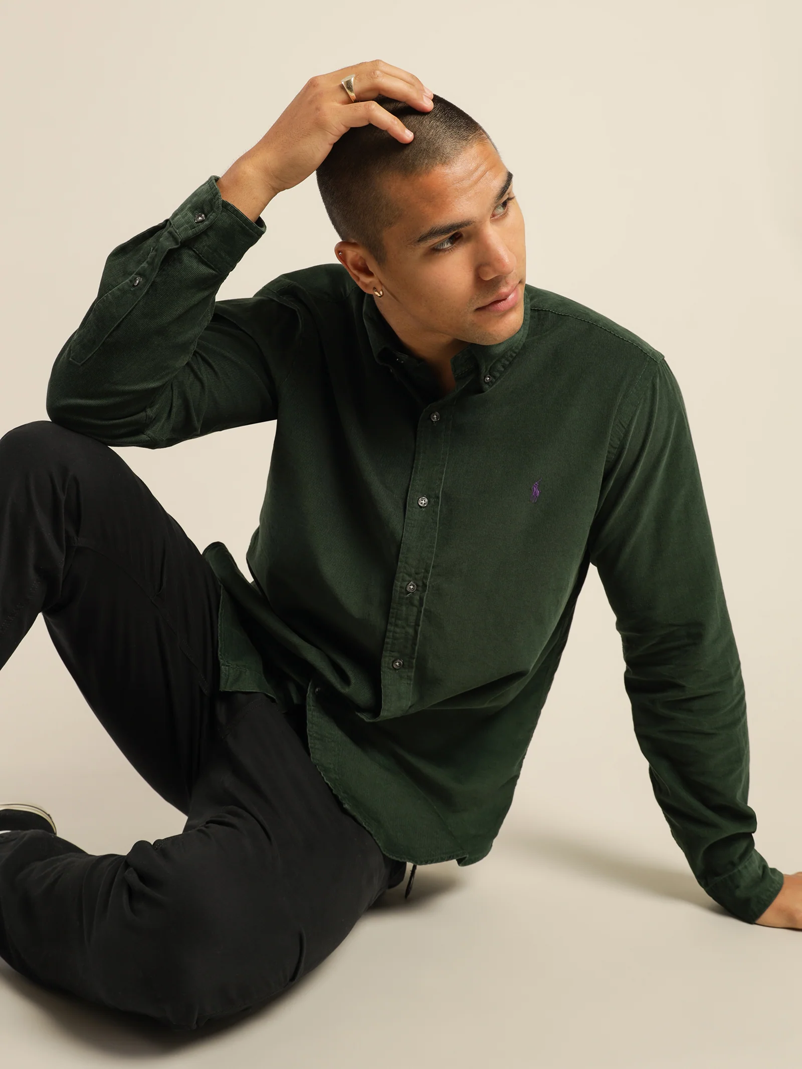 Polo Custom Fit Corduroy Long Sleeve Shirt - Image 4