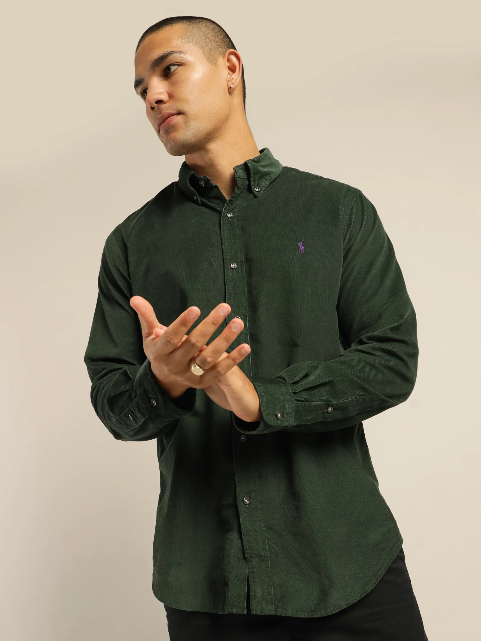 Polo Custom Fit Corduroy Long Sleeve Shirt - Image 5