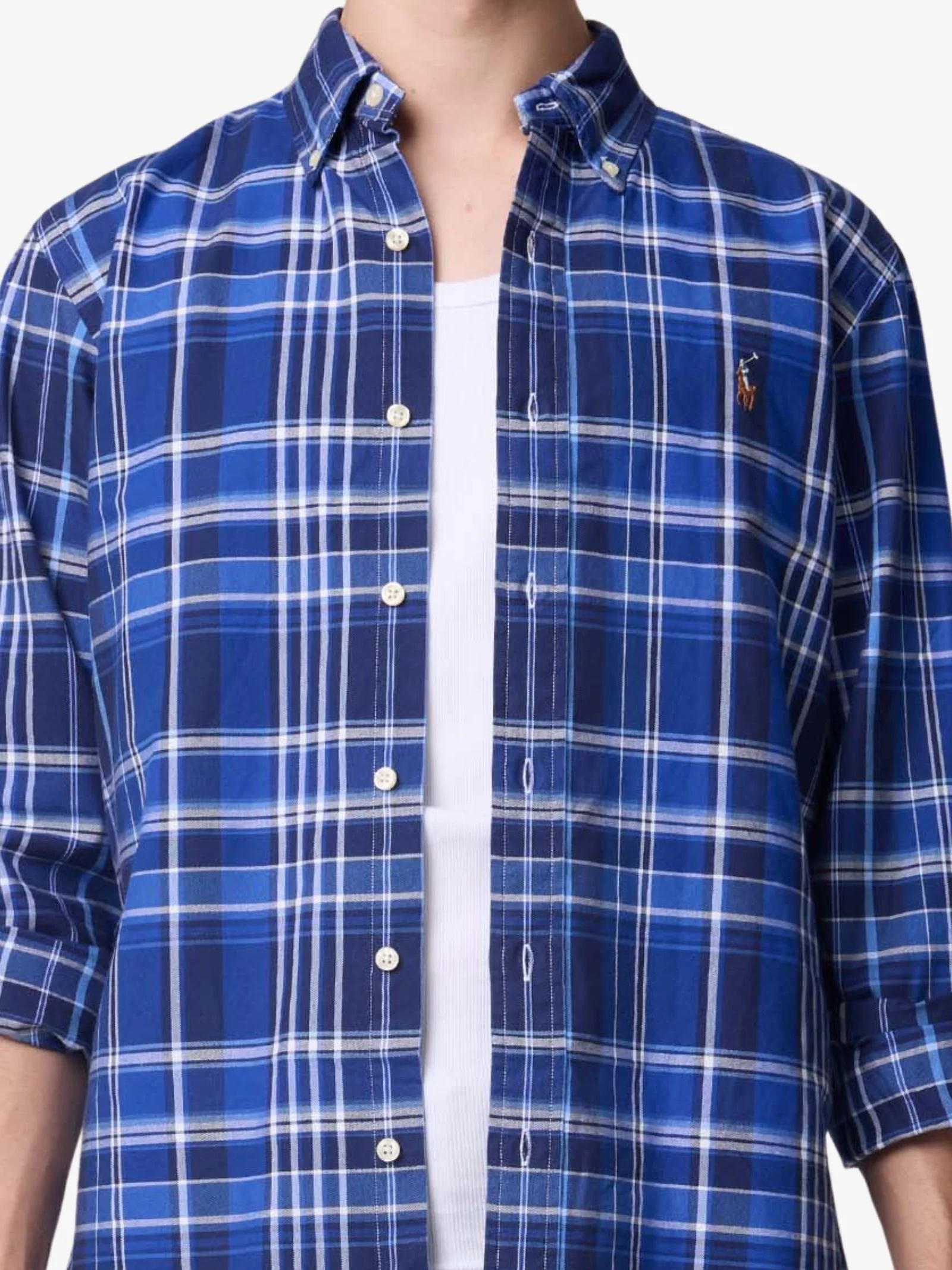 Custom Fit Plaid Oxford Shirt - Image 4