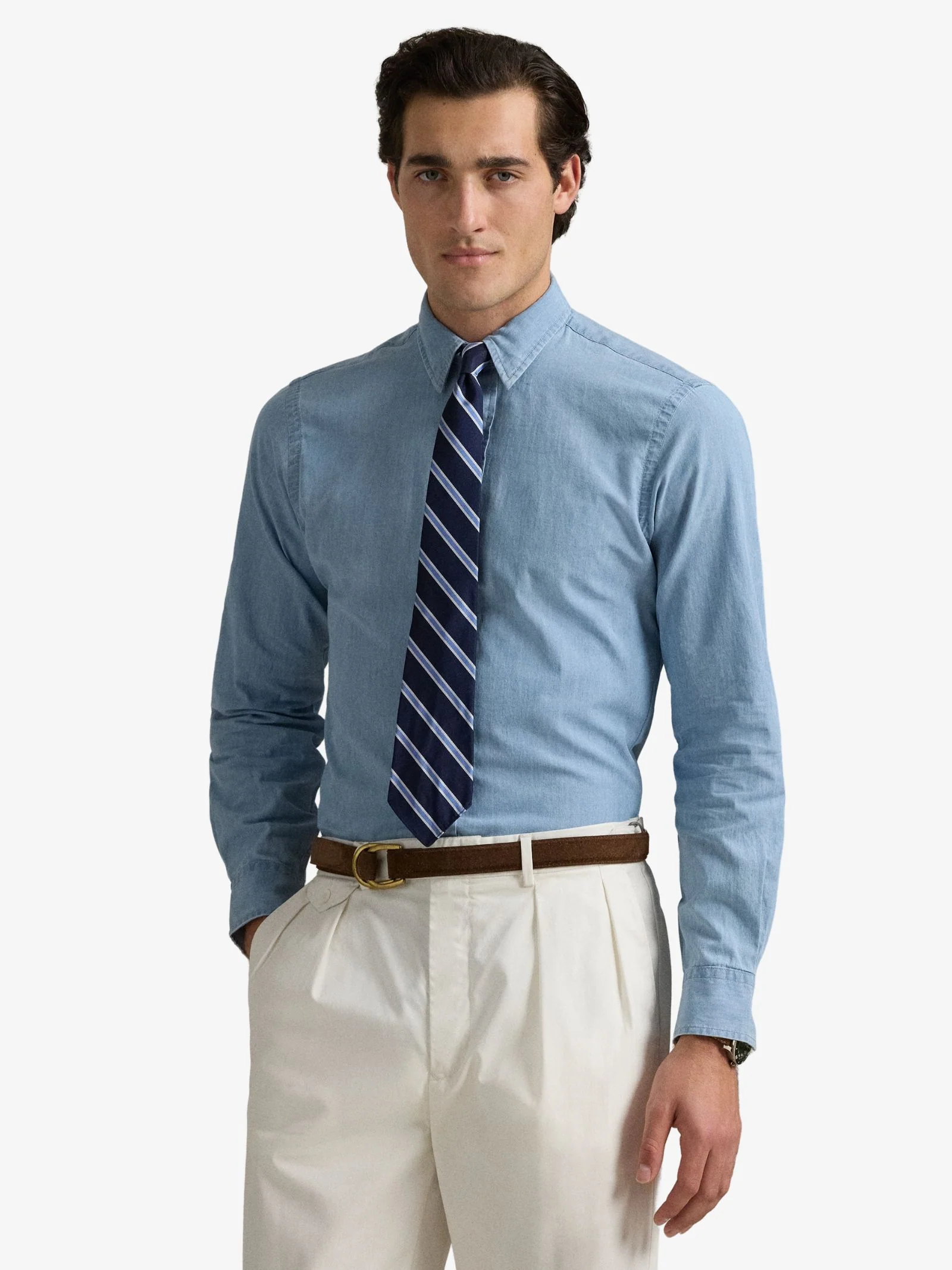 Custom Fit Indigo Chambray Shirt - Image 3