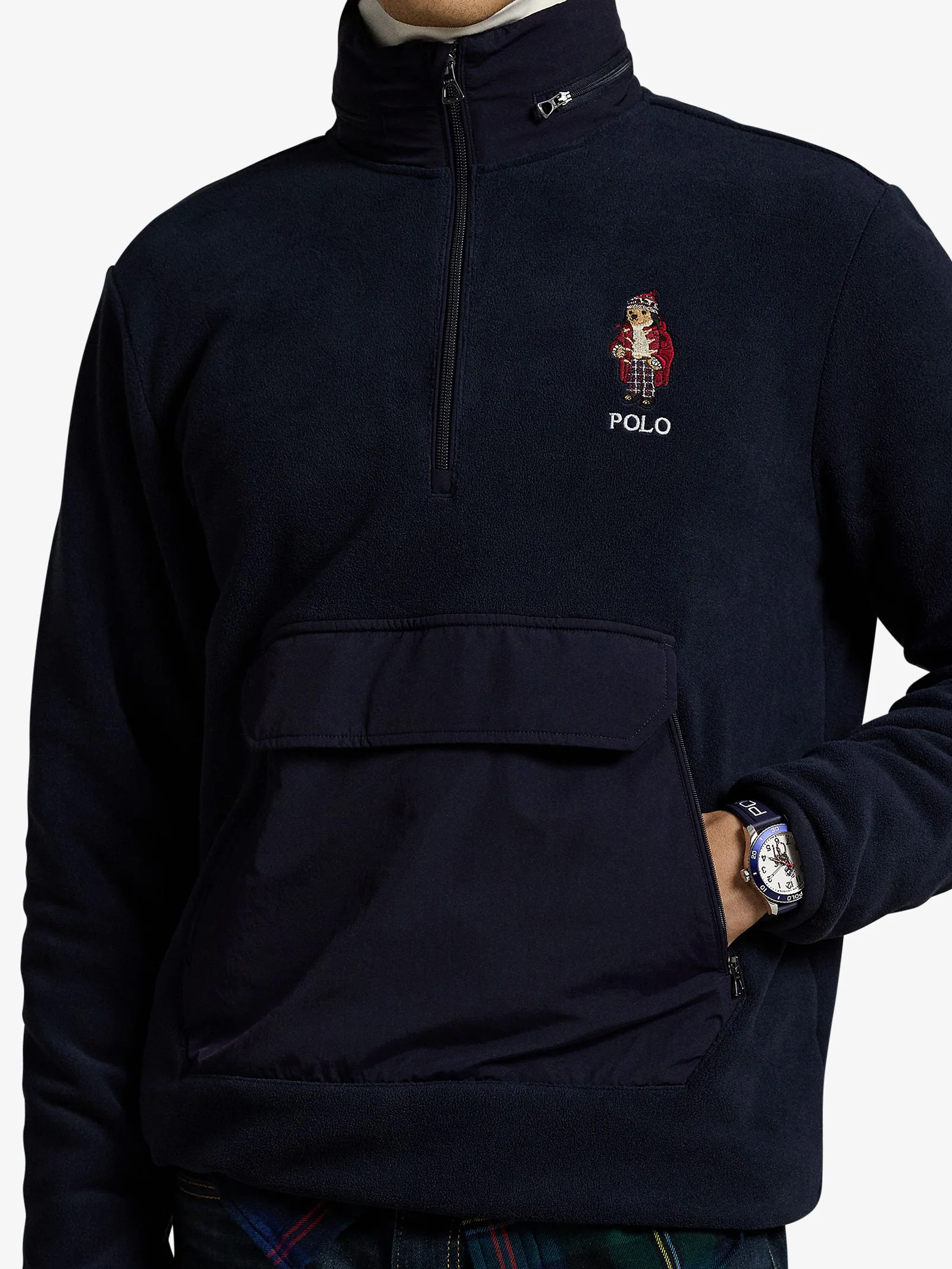 RL Navy Poly Fleece Bear Sweatshirt - Image 3
