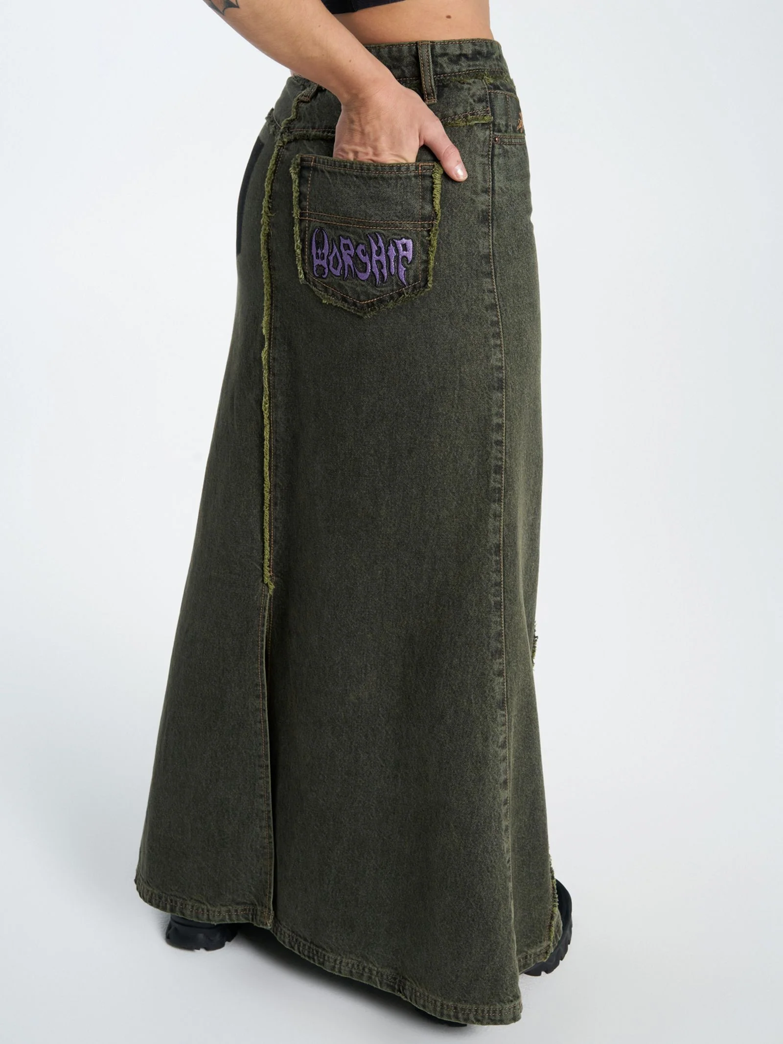 Pond Scum Denim Maxi Skirt - Image 3