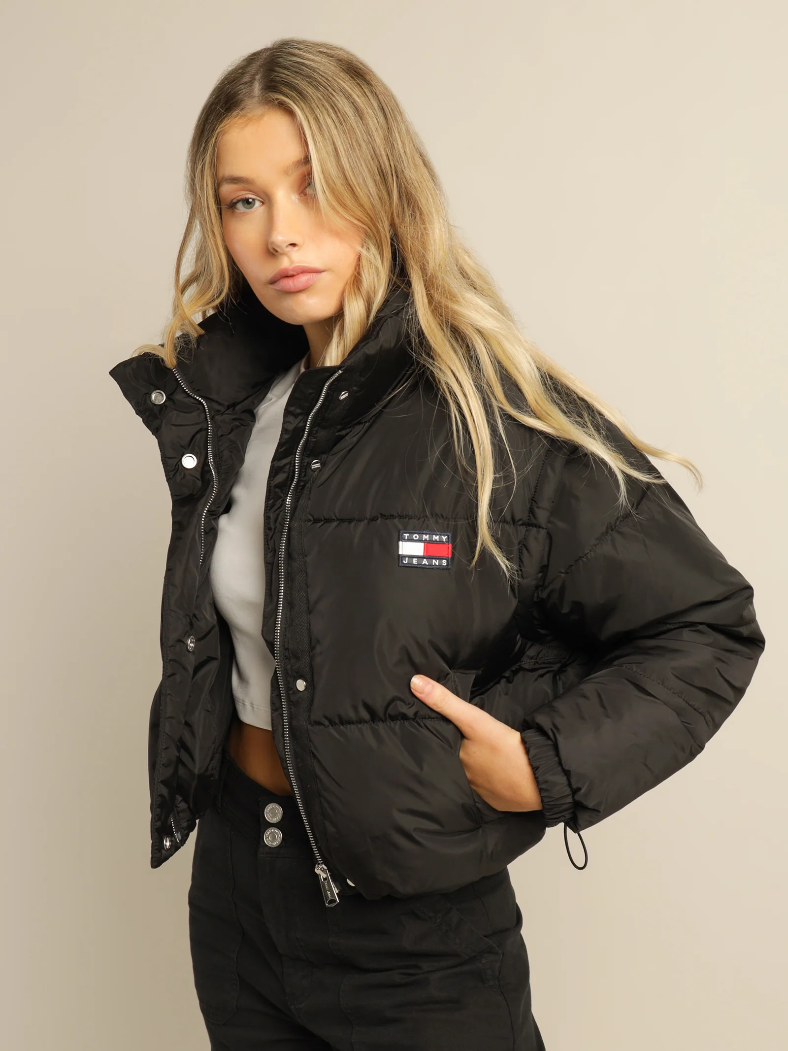 Recycled Convertible Crop Vest Puffer Jacket - Image 3
