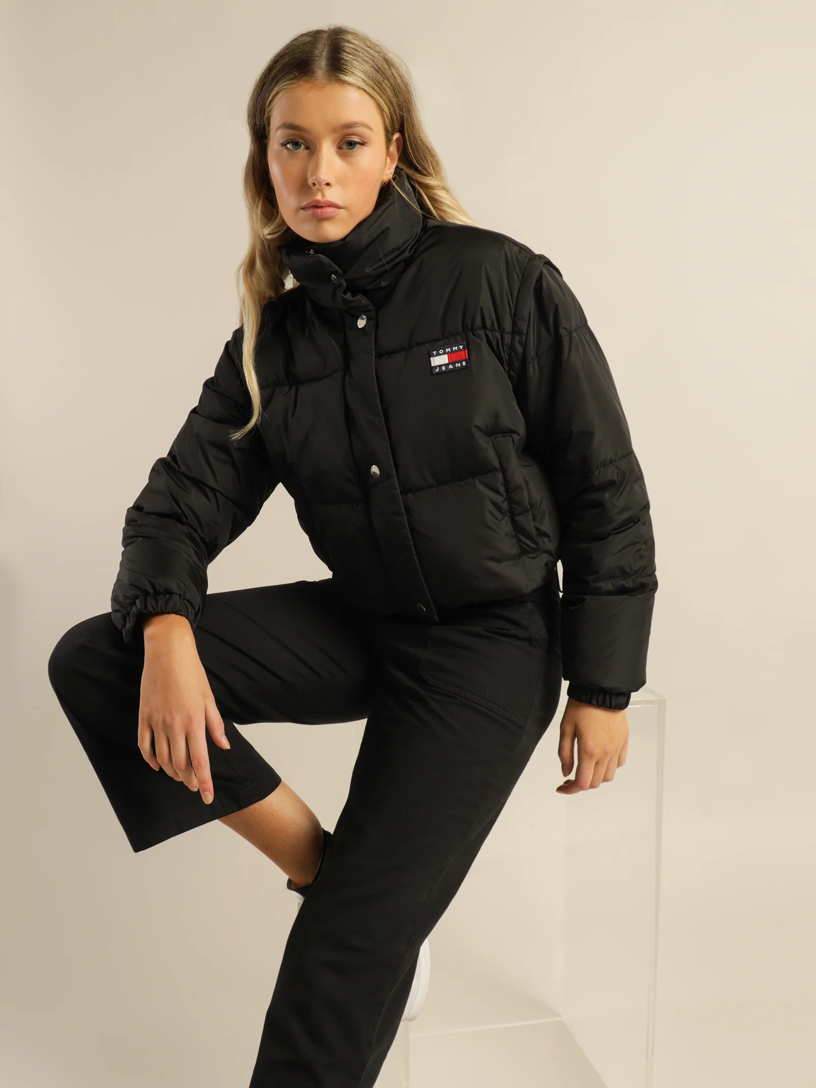 Recycled Convertible Crop Vest Puffer Jacket - Image 4