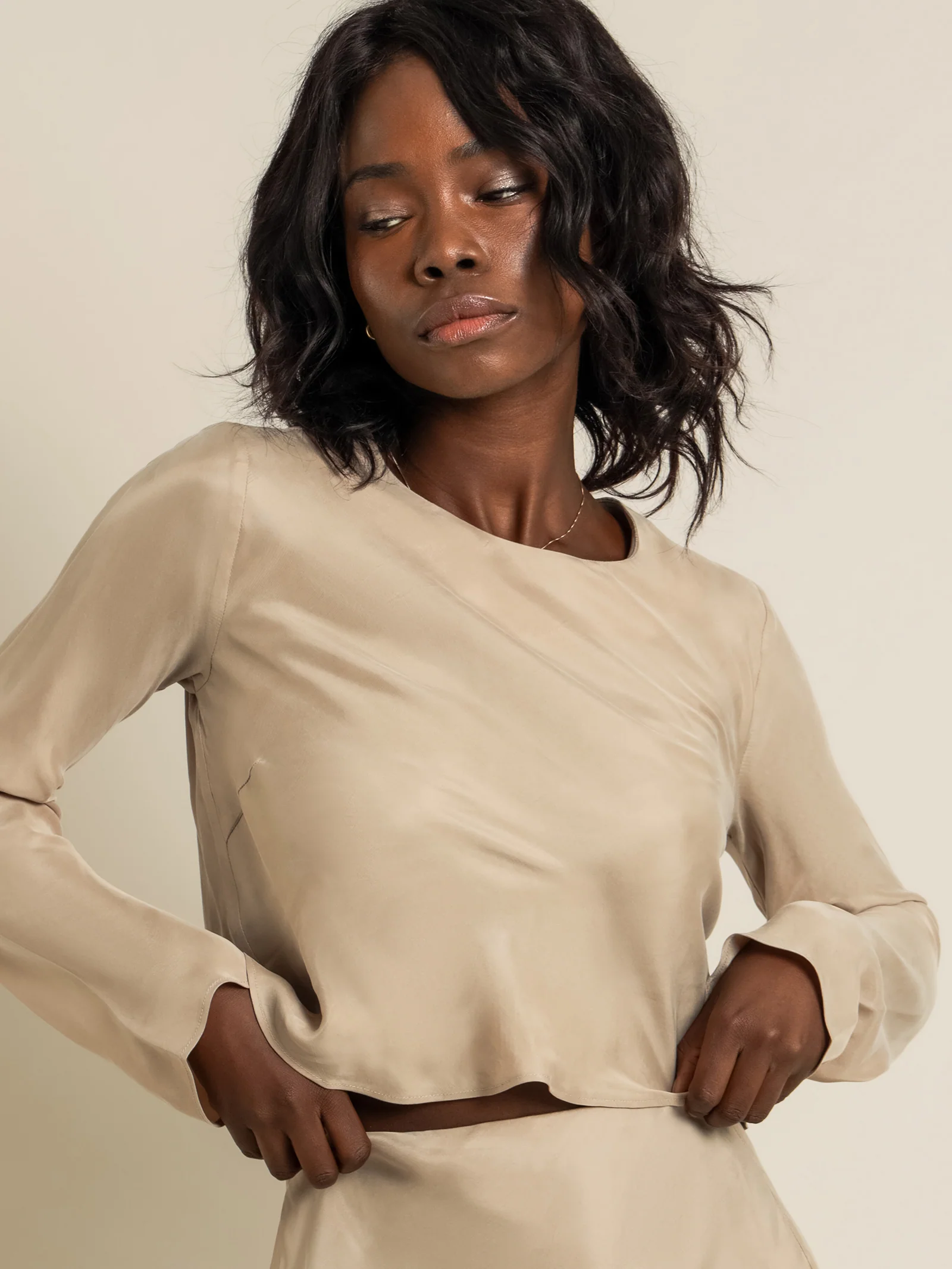 Reece Long Sleeve Cupro Top - Image 3