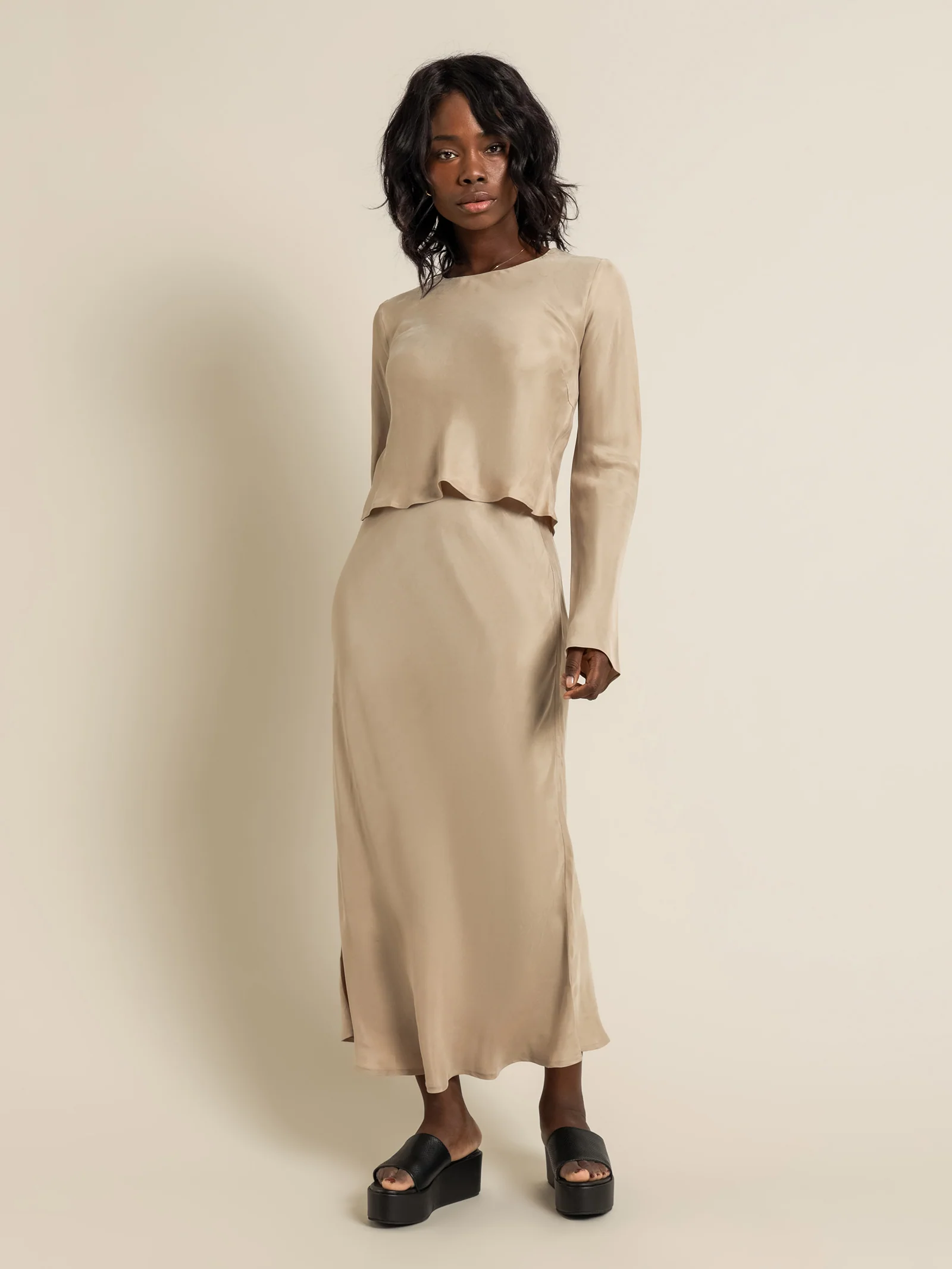 Reese Cupro Midi Skirt - Image 2
