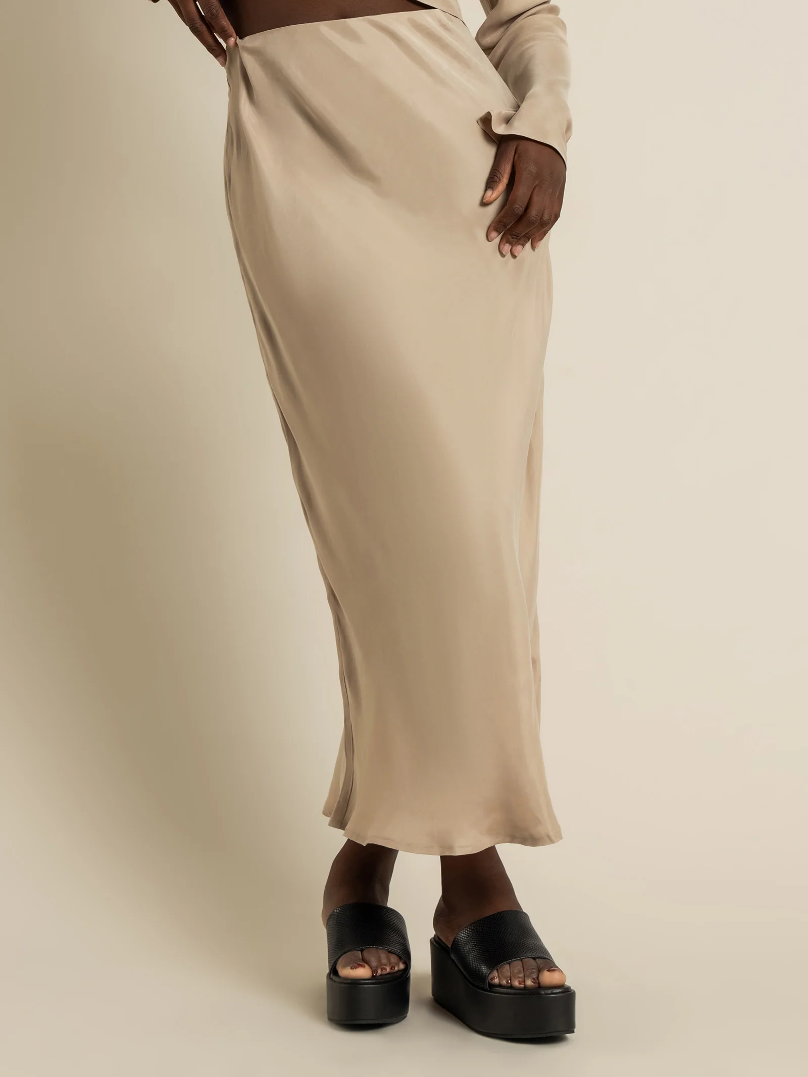 Reese Cupro Midi Skirt - Image 3