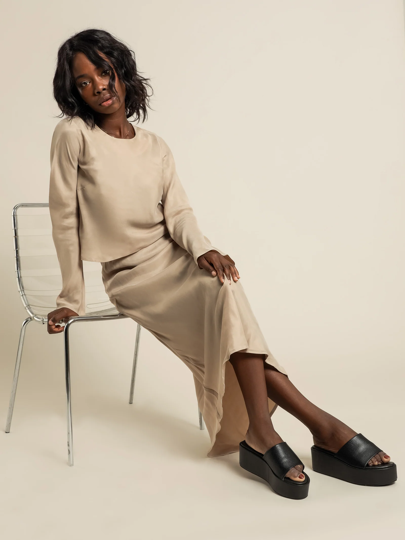 Reese Cupro Midi Skirt - Image 4